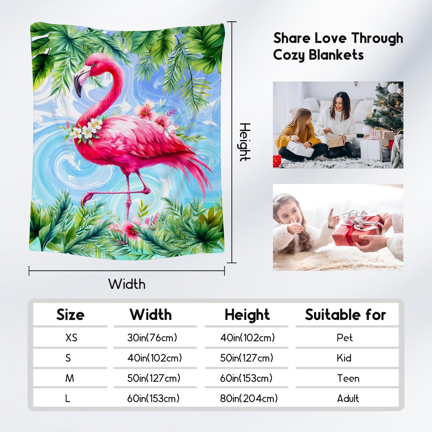 Girls Blanket Flamingo Blankets Gifts - Flannel Soft Throws for Room Decor/Couch/Sofa - 30"x40"