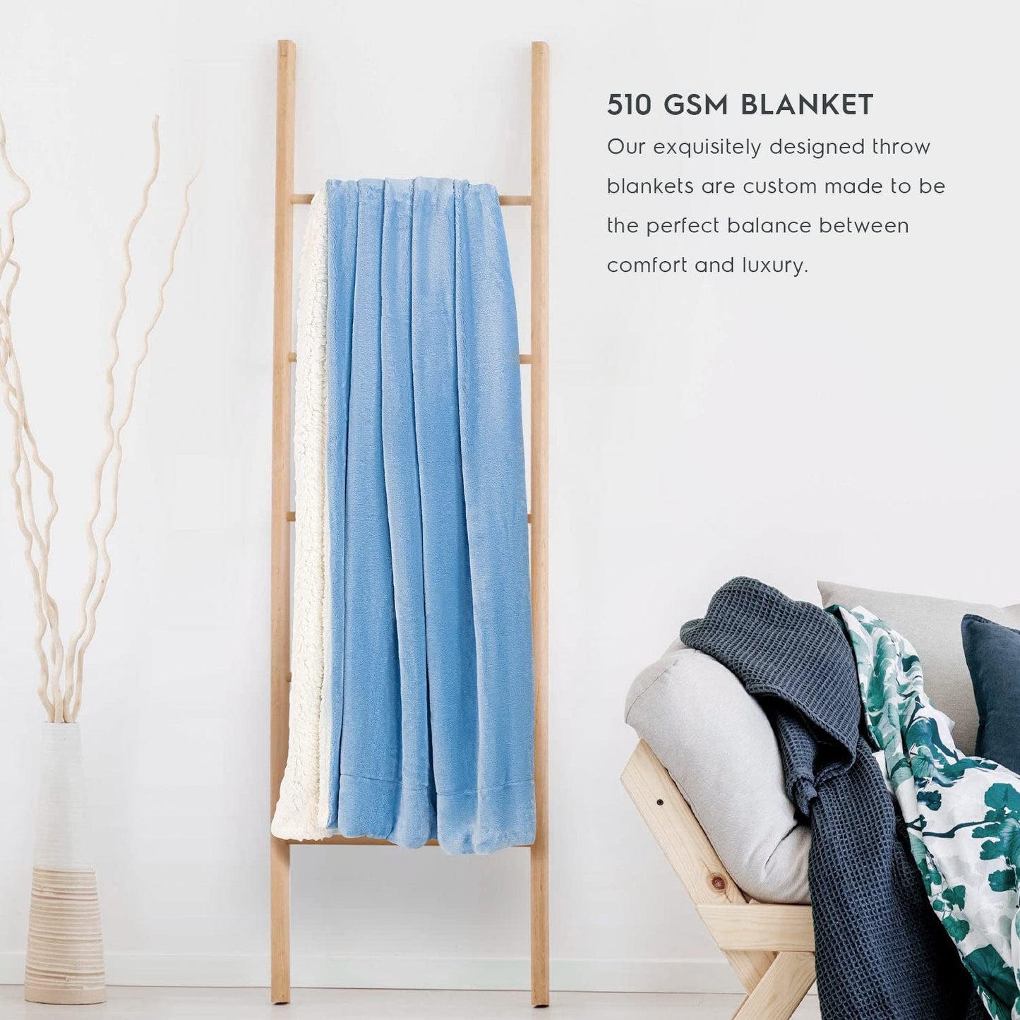 Tafts Throw Blankets - Ultra Plush/Sherpa Fleece Blankets - Soft, Ultra Comfy and Fuzzy - Plush Blankets and Throws for Couch, Bed & Living Room - All Seasons - Blankets Throw Size - Sky Blue