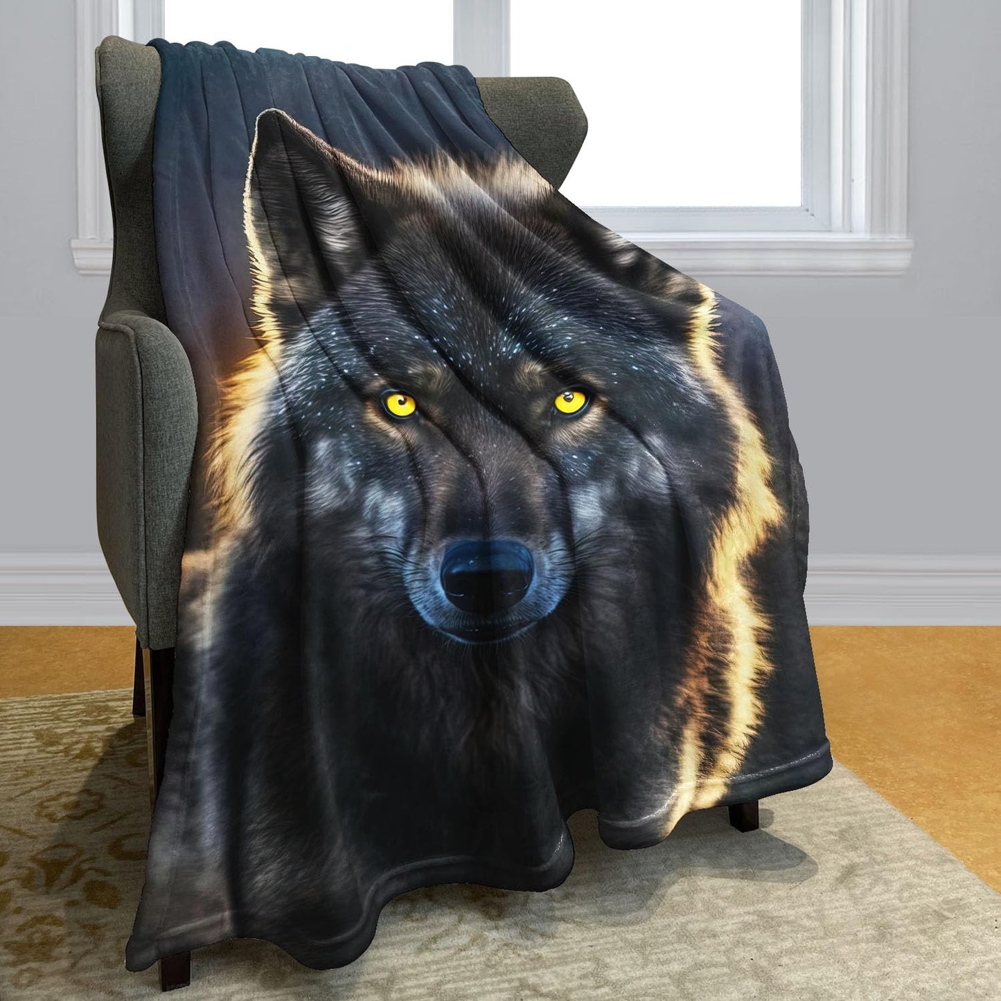 Rstick Grey Wolf Blanket Animal Art Fleece Blanket Soft Fuzzy Plush Throw Blankets for Couch Bed 60"x80"