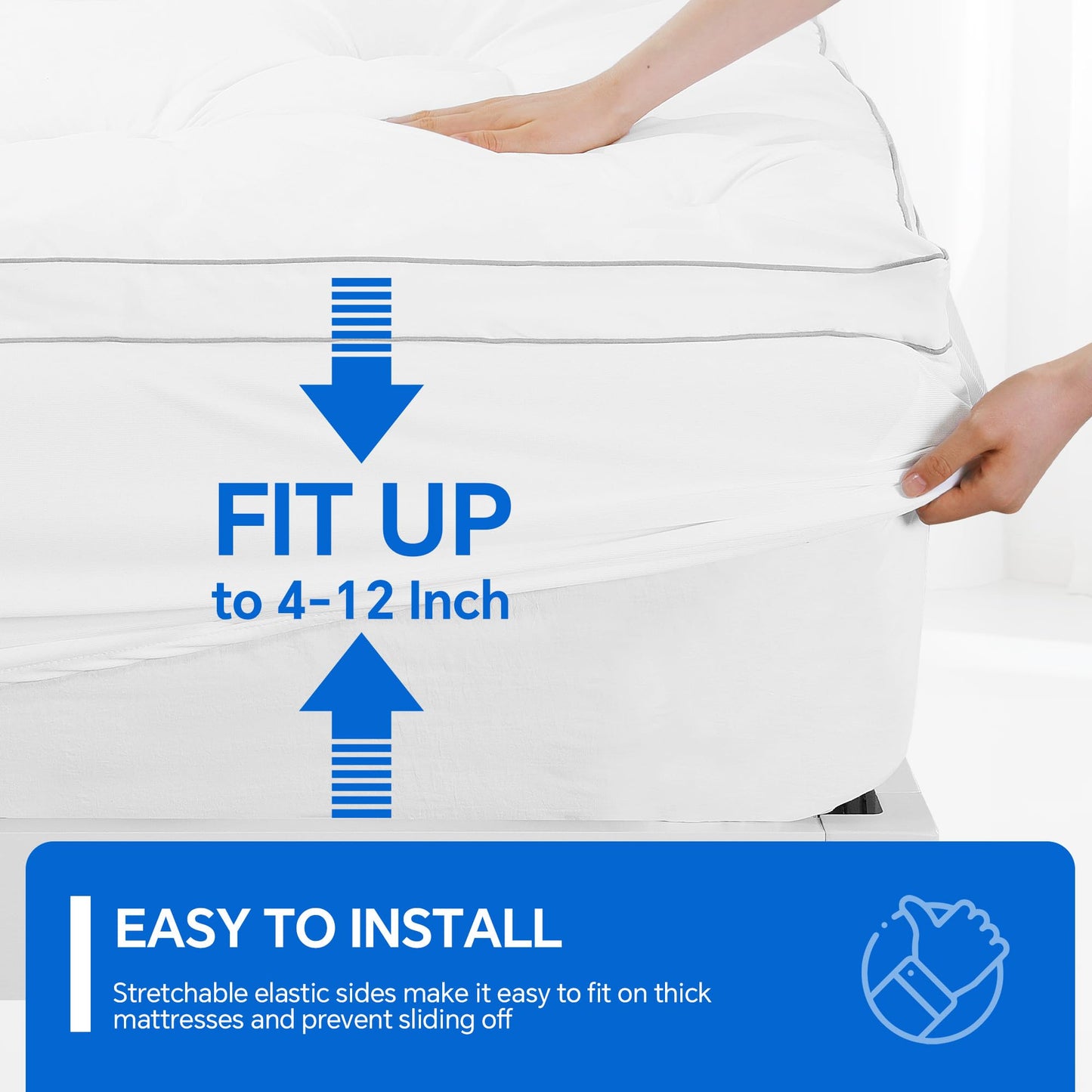 HOMBYS 2 Inch Thick Queen Size Sofa Bed Mattress Protector, 60'' x 72'' Waterproof Mattress Pad Cover with Deep Pocket, Pull Out Couch Pad Topper (White)
