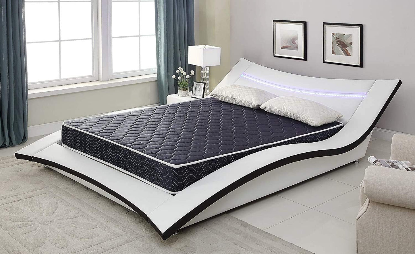6-Inch Waterproof High-Density Foam Mattress with Navy Blue Diamond-Quilted Breathable Fabric for Cool Sleep Full Size