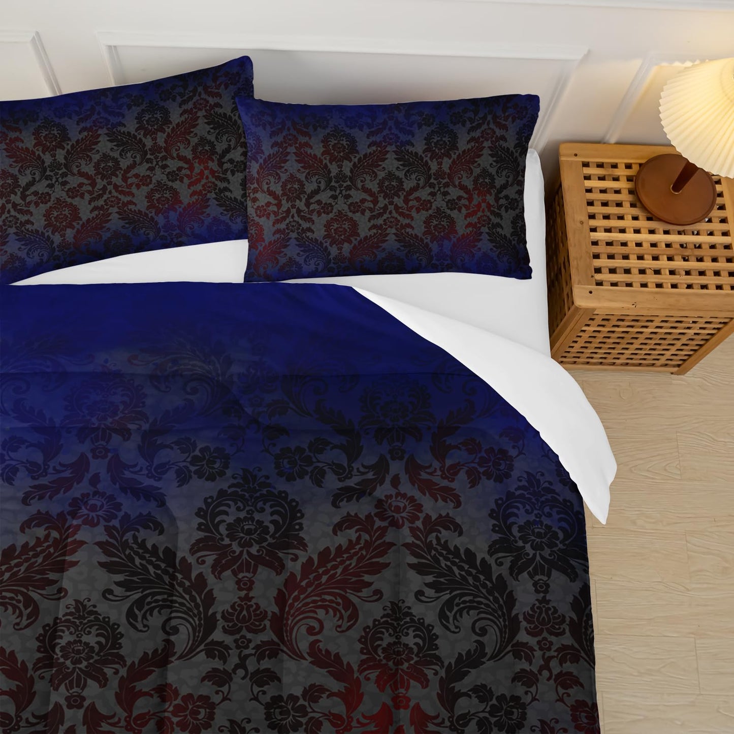 lneffble Paisley Floral Comforter Twin Size,Gothic Kids Comforter Set,3Pcs Bedding Set Printed Comforter with 2 Pillowcases,Down Alternative,Soft and Lightweight,for All Seasons