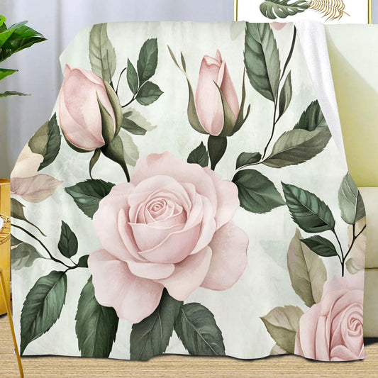 PAOABIU Flowers Blankets, Vintage Floral Throw Blanket for Couch Bed Sofa, Pastel Floral Blankets and Throws - Super Soft Cozy Plush Flannel Blanket Gifts & Decor, 66x90