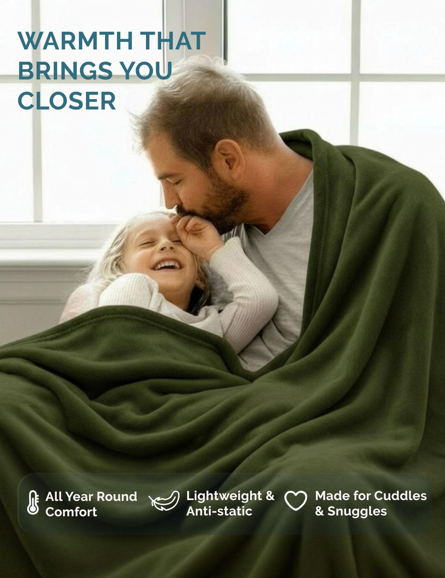 Casa Platino Fleece Throw Blankets – 300 GSM Olive Green – Soft Cozy Warm Winter Throws, Fuzzy Plush Elegant for Kids, Men & Women - Ideal for Couch, Sofa, Chair or Bed - 50x60 Inch