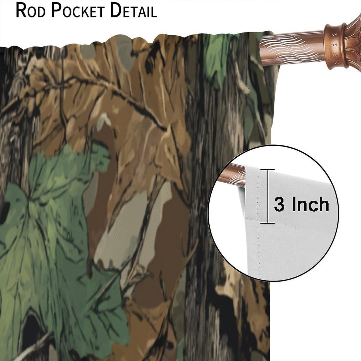 Yearn Jear Forest Camouflage Curtains, Forest Camo Oak Branches Leaves Mossy Hunting Lodge Camp Cabin Theme Windows Door Curtain for Bedroom Living Room Home Decor 42x45in Decor