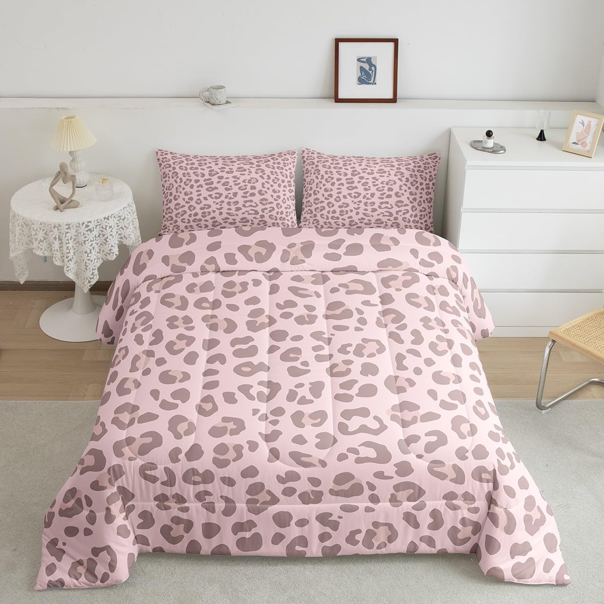 Pink Leopard Skin Comforter Leopard Print Comforter Set For Kids Boys Girls Africa Cheetah Printed Children Bedding Set Ultra Soft Decor Safari Animal Fur Pattern Duvet Set Twin Size Quilt Set