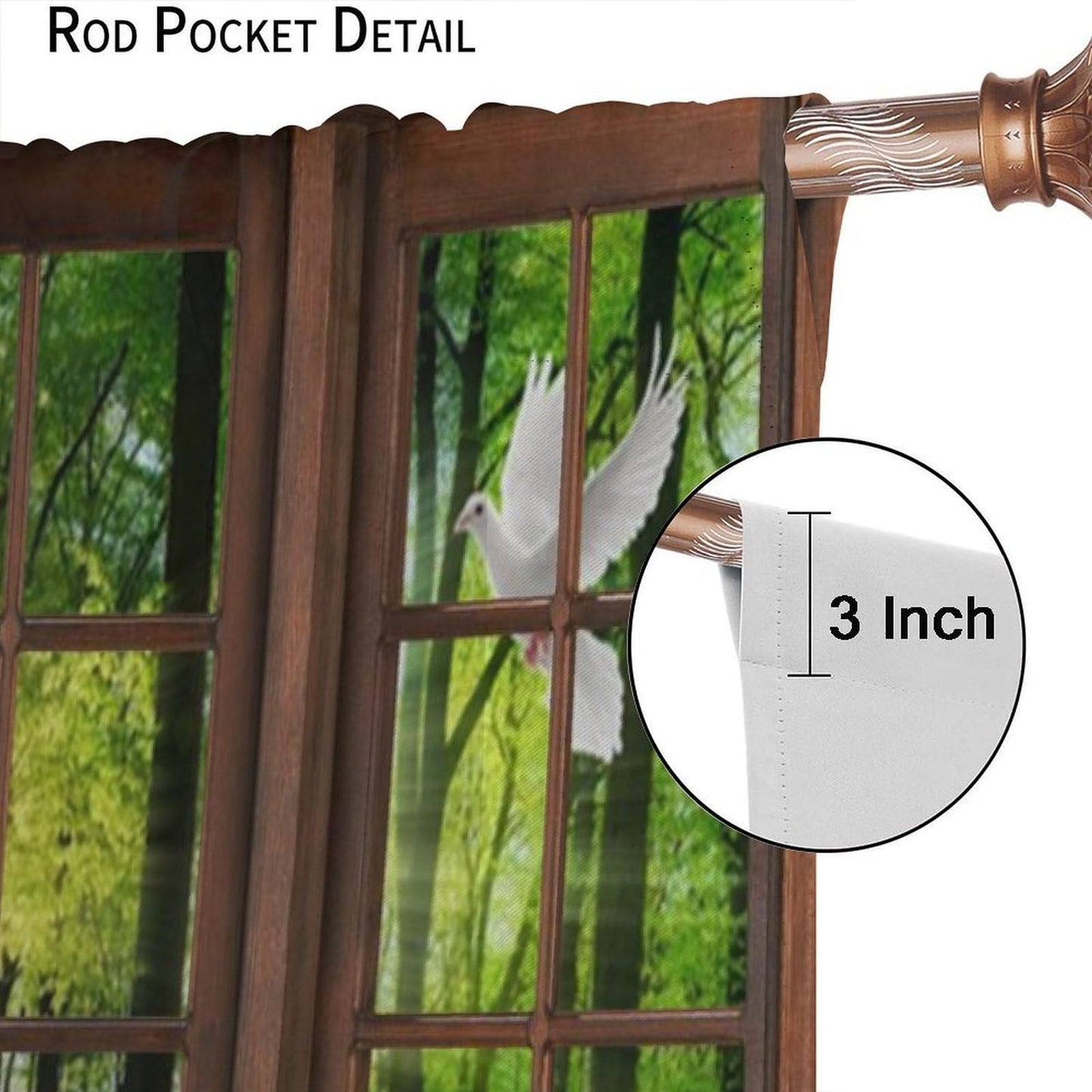 Landscape Window Curtains, 3D Window Forest Animals Lake Spring Forest Wildlife Nature Scenery Window Treatments for Bedroom Living Room Kitchen Home Farmhouse Drapes 2 Panel Set, 42x45 Inch