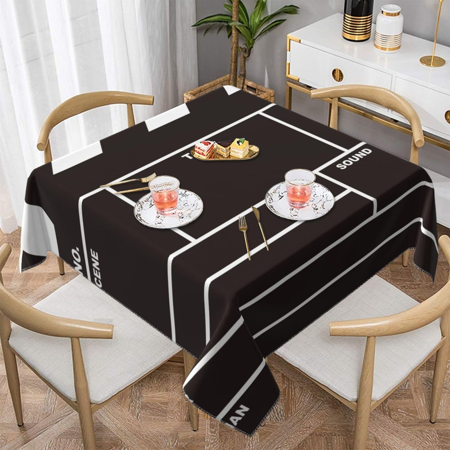 Entemne Square Table Cloth 55x55 Inch Movie Film Clap Board Tablecloth Washable Soft Wrinkle Free Dust Proof Card Table Cover for Tea Party Picnic Kitchen Dining Decor