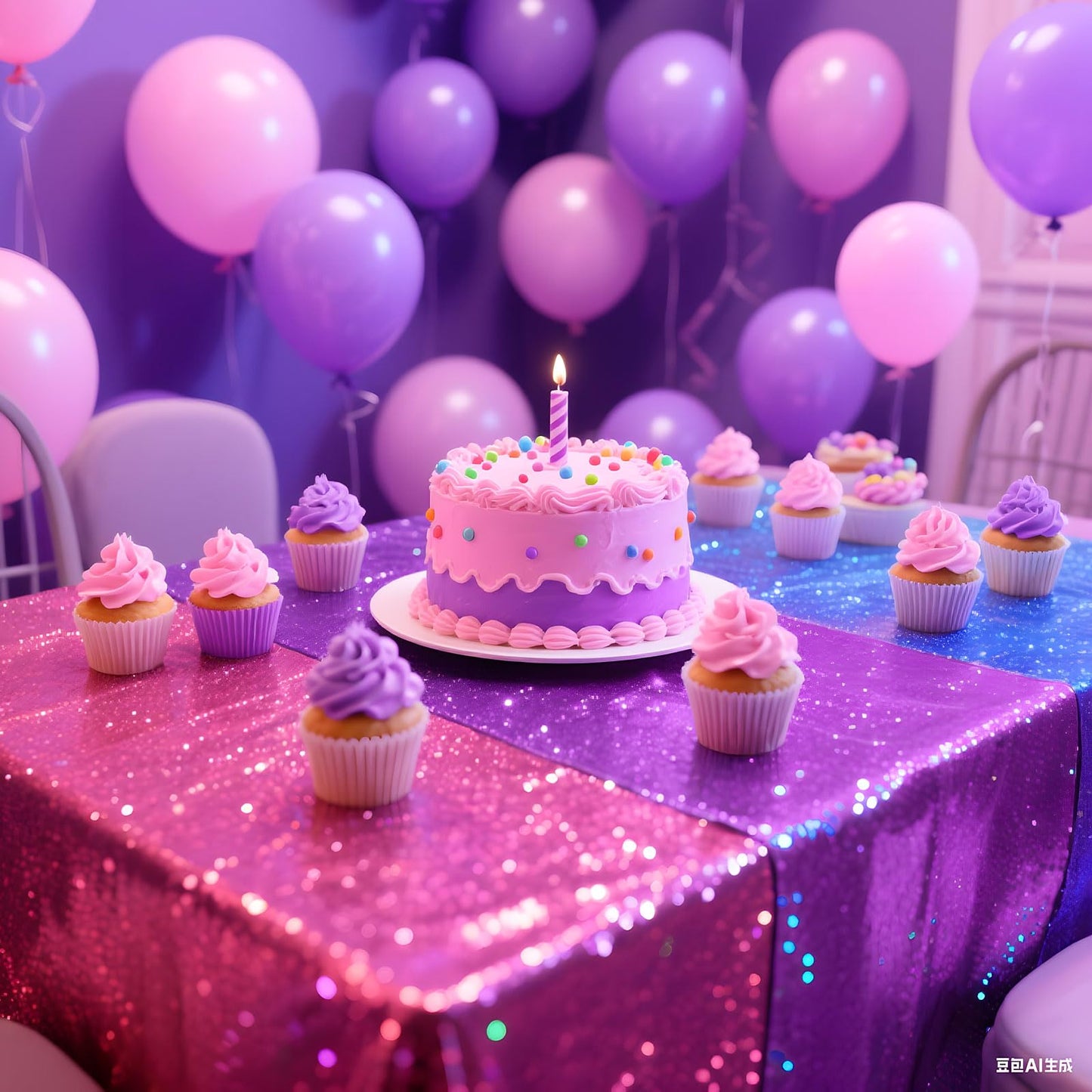 LOYIM 3 Pcs Kpop Holographic Tablecloth for Birthday Party Pink Purple Blue 54"x108" Witch and Princess Themed Movie Decoration Wedding Iridescent Metallic Plastic Glitter Laser Table Covers