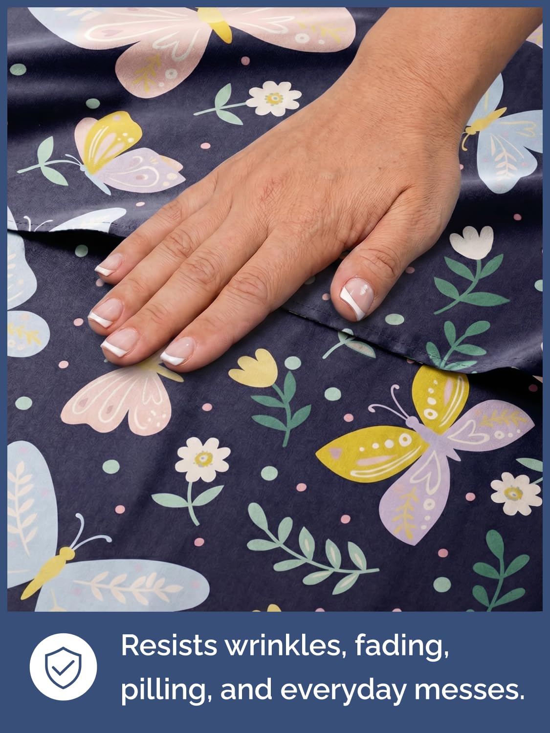 CGK Unlimited Kids Moonlit Butterflies Queen 4 Piece Sheet Set - Boys, Girls, Teens, Toddler - Easy Fit Deep Pockets - Soft, Cooling & Breathable Sheets - Cozy, Fade & Wrinkle Free - Machine Washable