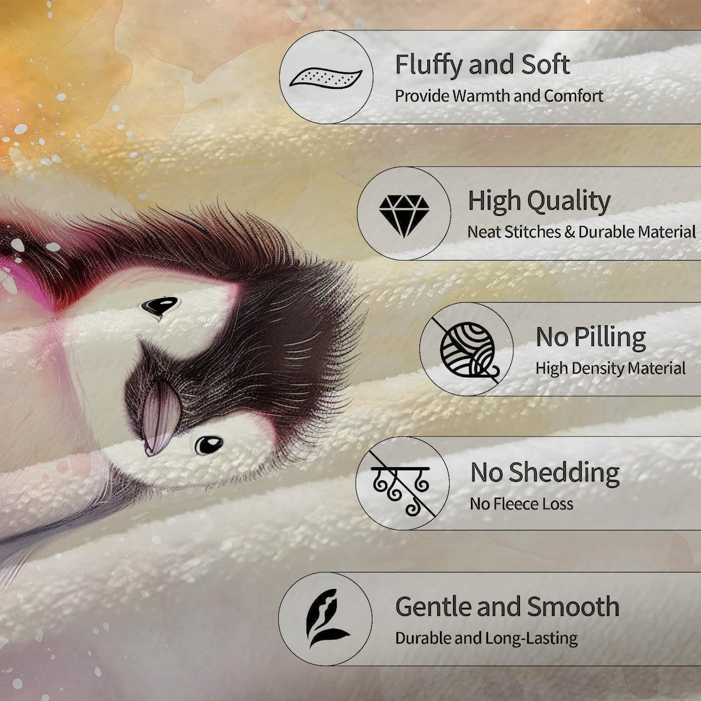 Ti Caldi Charming Penguin Blanket, Soft, Cozy, Lightweight, and Fuzzy Flannel Throw - Ideal for Couch, Bed, Travel - Fluffy Decorative Home Decor, Perfect for Outdoor Use 60"x50"