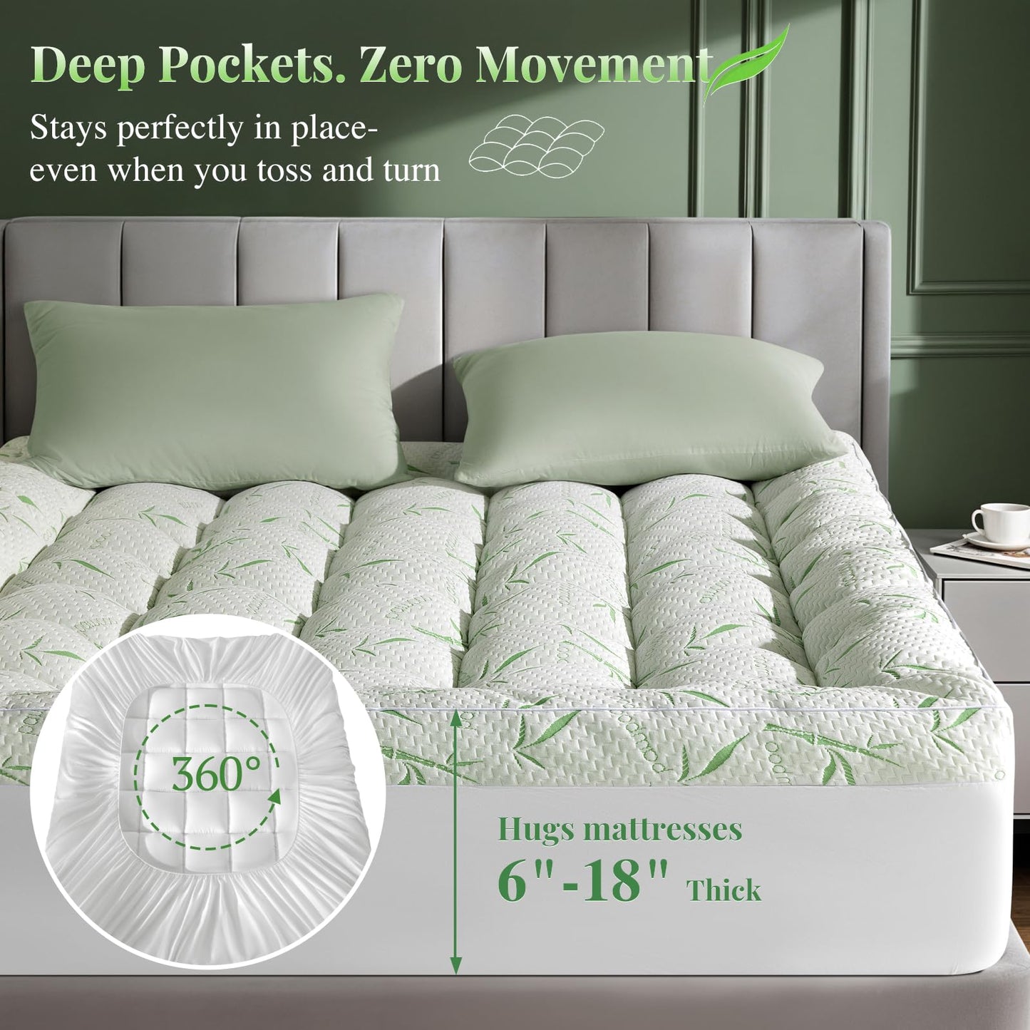 LIANLAM Mattress Topper,1200 GSM Cooling Mattress Pad,2In Extra Thick Pillow Top for Back Pain with 6"-18" Deep Pocket(Queen,60"x80")