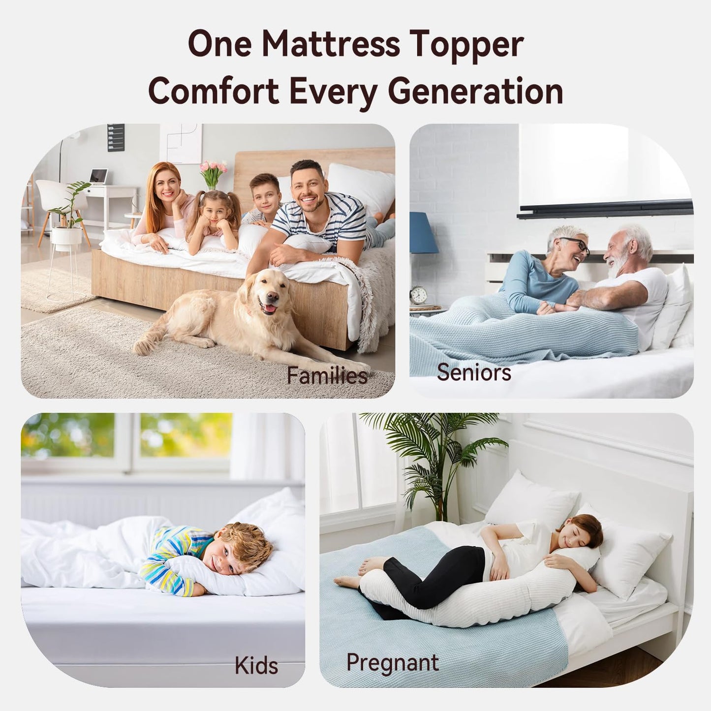 ABENE Twin Size Mattress Topper for Back Pain Relief, Extra Thick Mattress Pad Pillowtop, Soft Plush Mattress Cover Bed Topper with Deep Pocket, Overfilled Down Alternative Filling, White