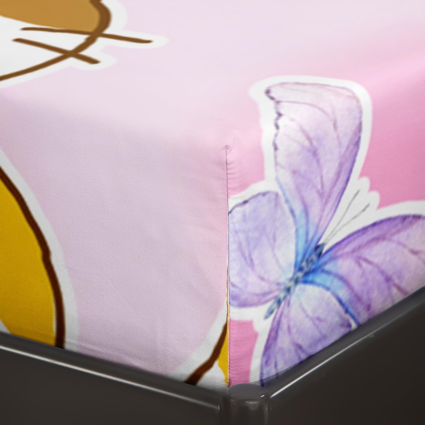 QOOMO Kawaii Cat Kids Bed Sheets Twin Size,Cute Kitten Print Bedding Sheet Set,4Pcs Cartoon Animal Deep Pocket Bed Sets with 1 Fitted Sheet 1 Flat Sheet 2 Pillowcases for Boys Girls Teens