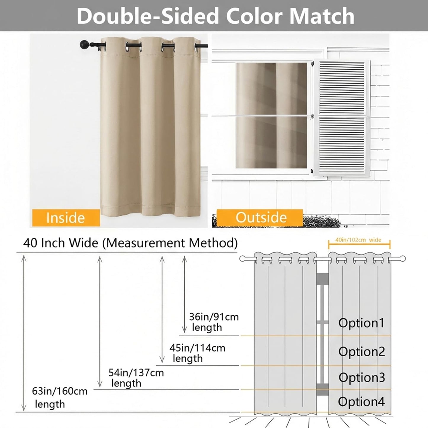 Simplebrand Biscotti Beige Room Darkening Curtains for Bedroom 63 Inch Length 2 Panels Set, Thermal Insulated Energy Saving Curtains for Kids Room, Solid Nursery Window Treatment Drapes, W40 x L63