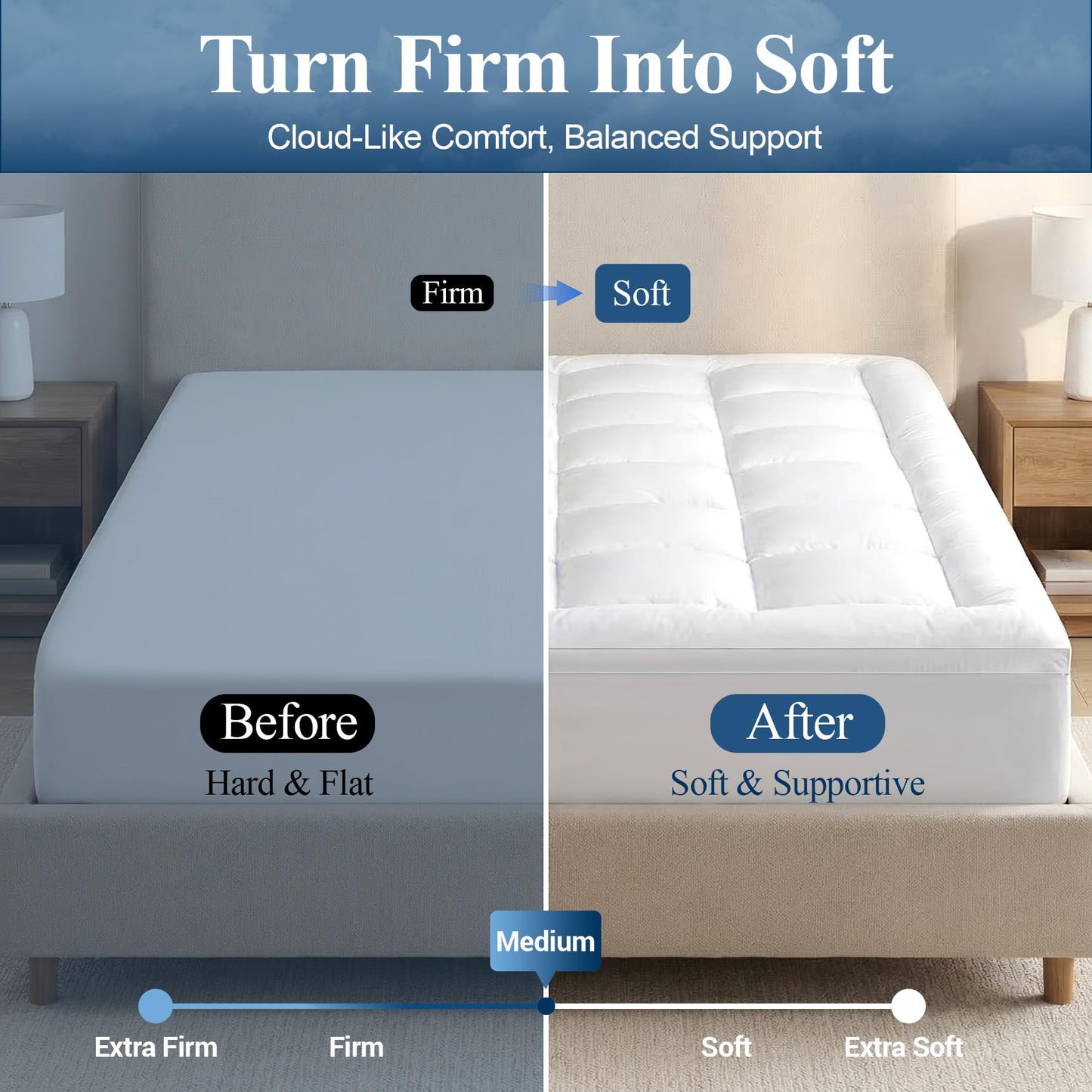 SunNewt Twin Mattress Topper Plush Pillow Top Mattress Pad Cover, Soft Fitted Bed Topper with 18 Inch Deep Pocket Stretches up 8-21" Cooling Mattress Protector