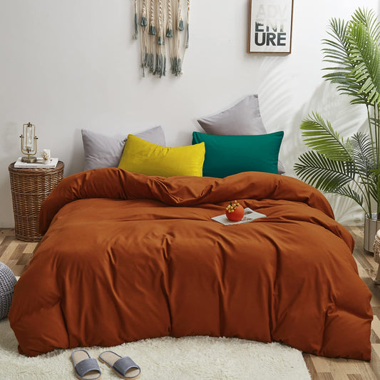 Luxlovery Burnt Orange Comforter Set Queen Rust Bedding Comforter Set Full Caramel Cozy Blanket Quilts Solid Color Reddish Brown 3 Piece Comforter Set for Women Men