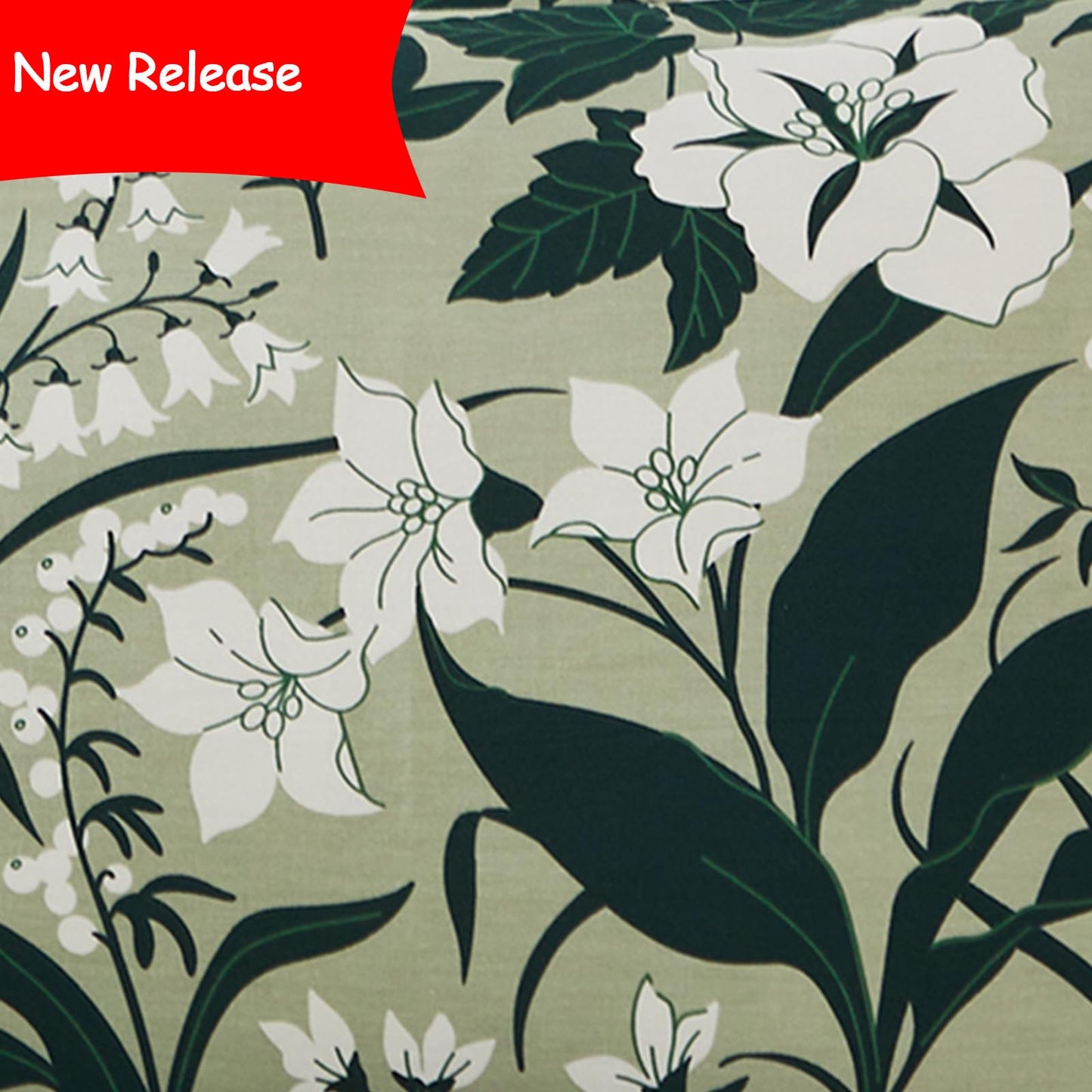 Helthep 100% Cotton Green Floral Printed Bed Sheets, Floral Sheet Set King with 17.5" Deep Pocket, 4Pcs Botanical Patterned Sheets for King Size Bed
