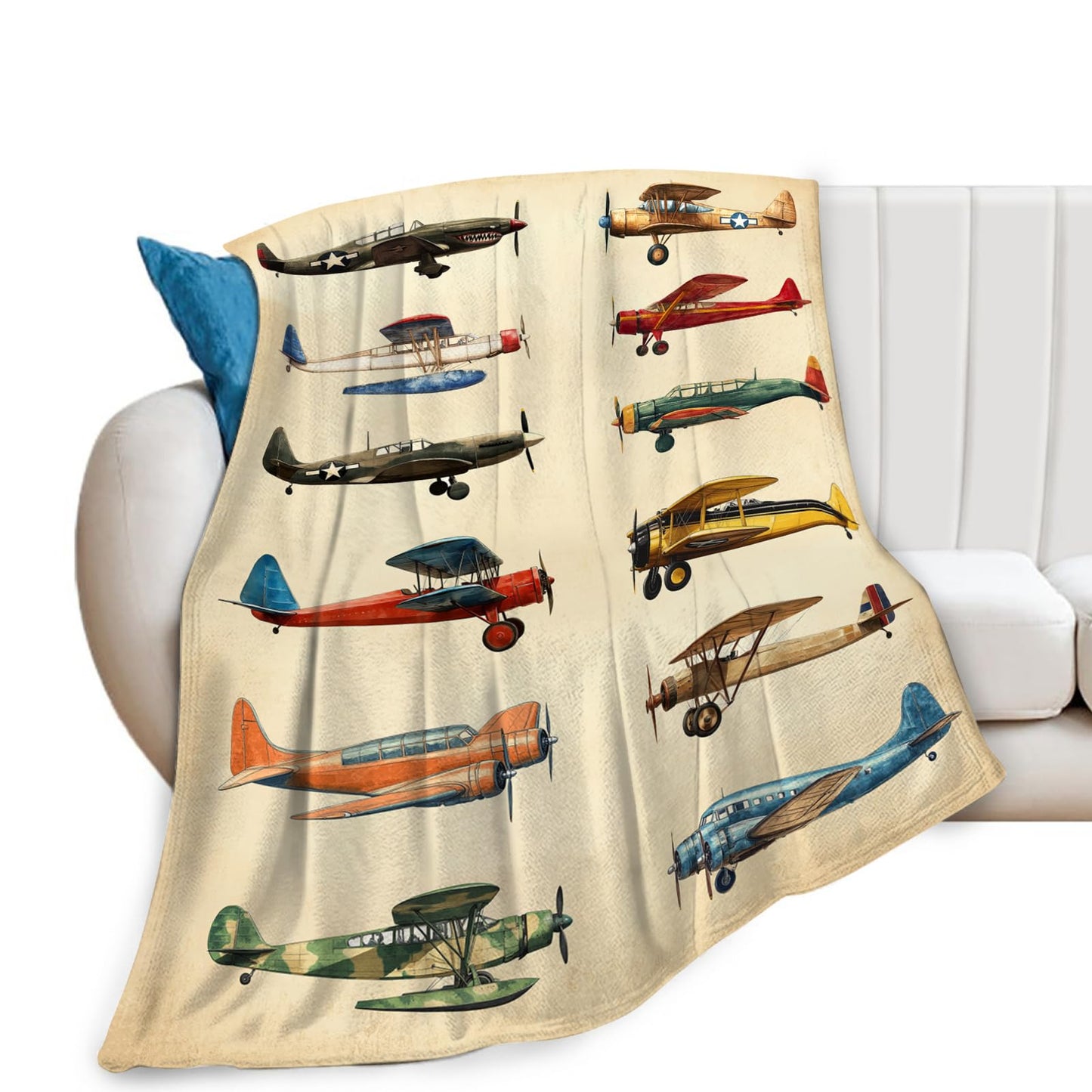 Airplane Blanket, Aircraft Throw Blanket, Travel Blankets, Plane Gifts, Airplane Stuff Fleece Flannel Plush for Women Men Boys Girls Lover Adults Soft Bedding for Sofa Bed Office Home Decor 50"X40"