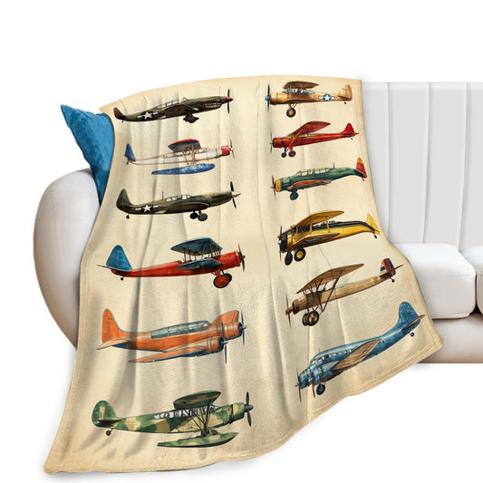 Airplane Blanket, Aircraft Throw Blanket, Travel Blankets, Plane Gifts, Airplane Stuff Fleece Flannel Plush for Women Men Boys Girls Lover Adults Soft Bedding for Sofa Bed Office Home Decor 50"X40"