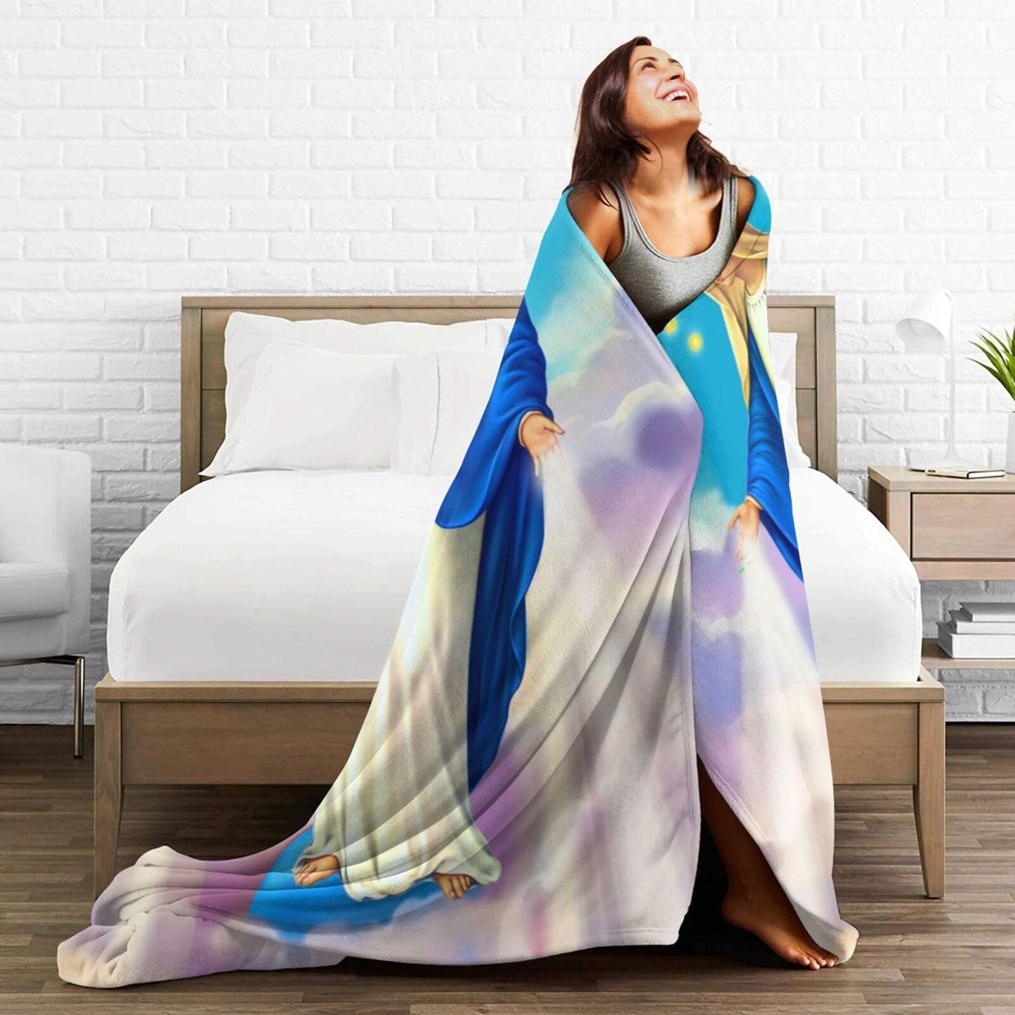 Religious Christian Gifts for Women Catholic Gifts Our Lady of Miraculous Medal Throw Blanket Ultra-Soft Micro Fleece Blanket Blanket for Bed Couch Living Room 50" x 40"