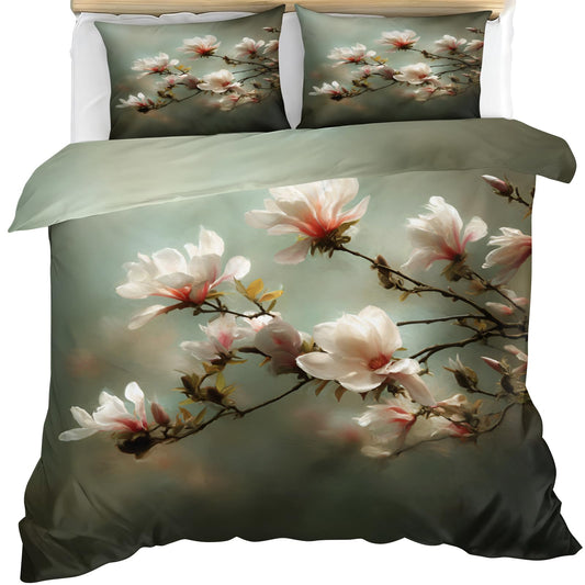 ZAMODE Floral Duvet Cover King Size, Botanical Flowers Comforter Cover 104" x 90", Rustic Flower Bedding Set with 2 Pillowcases