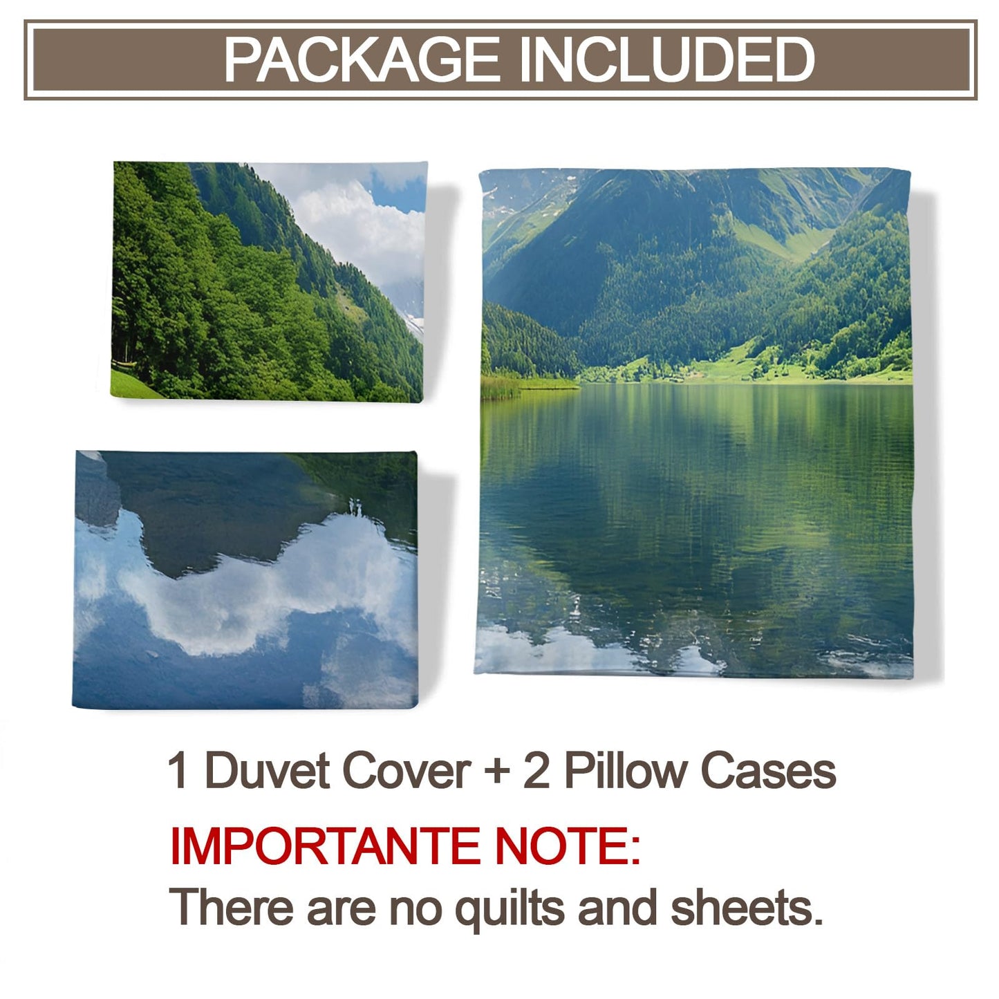 PAISUOQ Landscape Duvet Cover Full, Lakes and Mountains Bedding, Nature Landscape Comforter Cover with 2 Pillow Cases, 3 Pieces with Zipper & Ties, Bedroom Decor & Gifts
