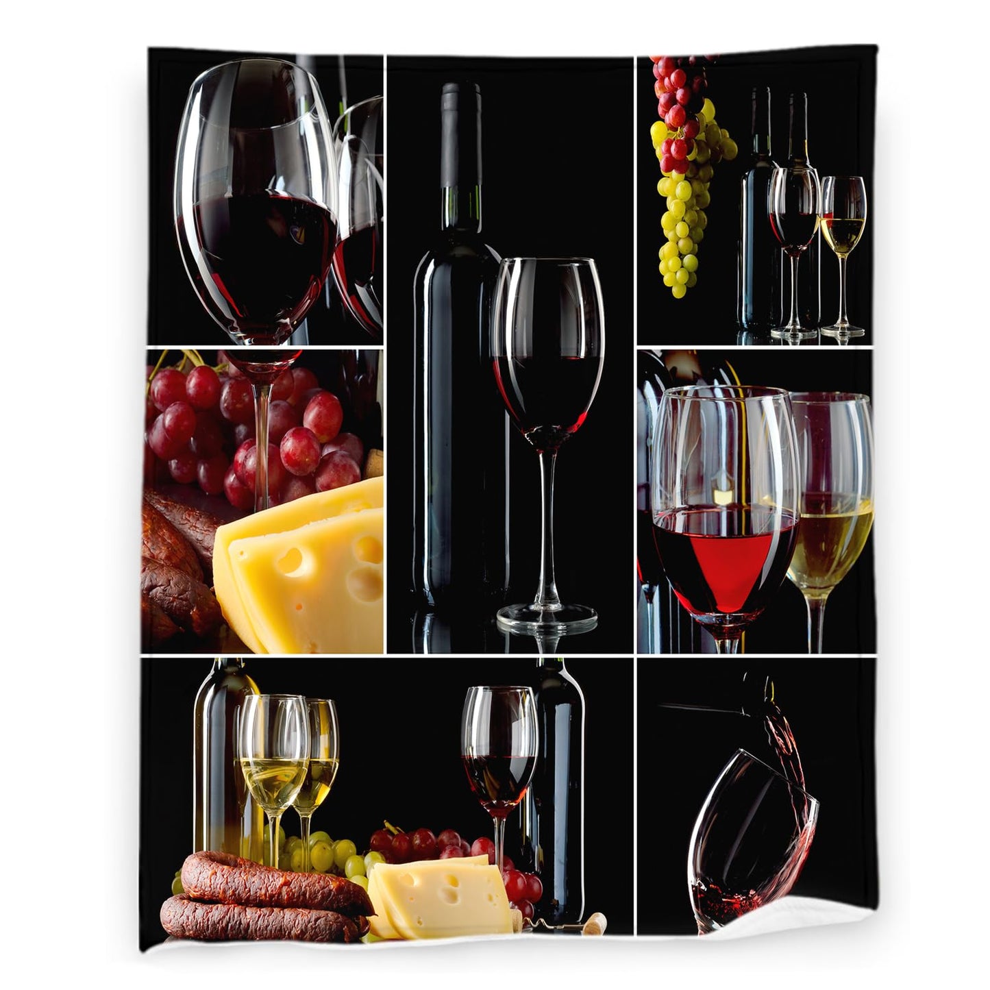 Wines Blanket 40" x 50" Romantic Burgundy Glasses Fruit Grape Super Soft Bedding Fleece Throw Blanket Microfiber Flannel Blankets Couch Sofa Warm Lightweight for Boys Girls