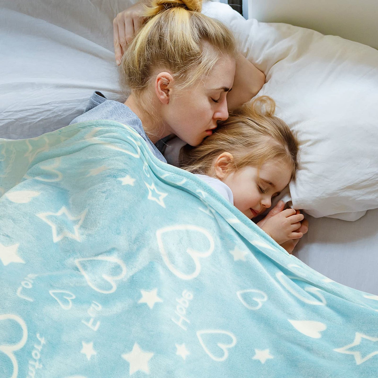LIFEYJ Glow in The Dark Stars Heart Blanket Gifts for Girls Boys,Soft Blanket 3 4 5 6 7 8 9 10 Year Old Girl Gifts Ideas,Toddler Girl Toys Age 6-8,Easter Gifts for Kids Birthday Gifts Presents,50"x60"