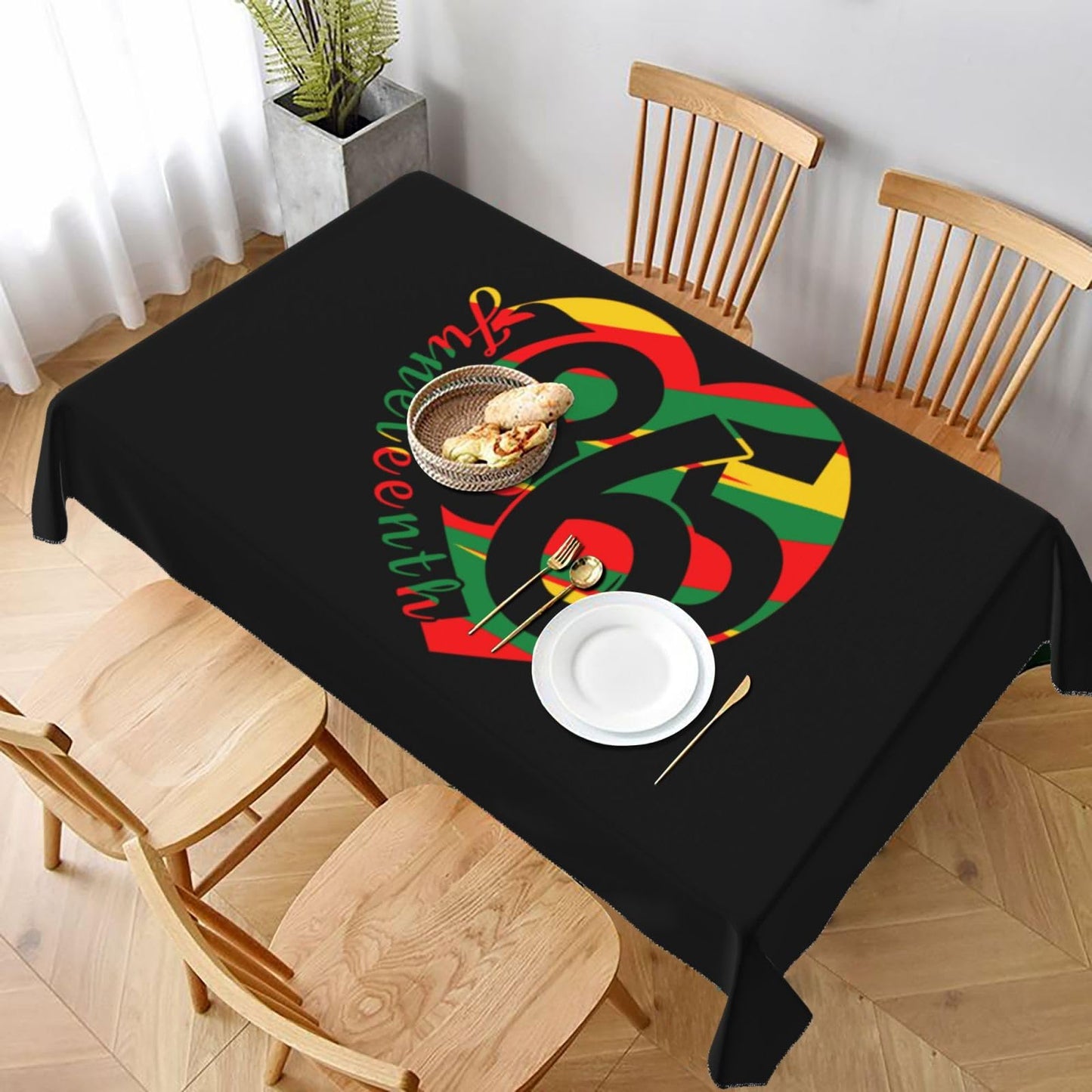 Juneteenth Heart African Freedom 1865 Rectangular Tablecloth Table Cloth Decorative Table Cover for Dining/Party/Buffet/Wedding 35 x 55 Inches