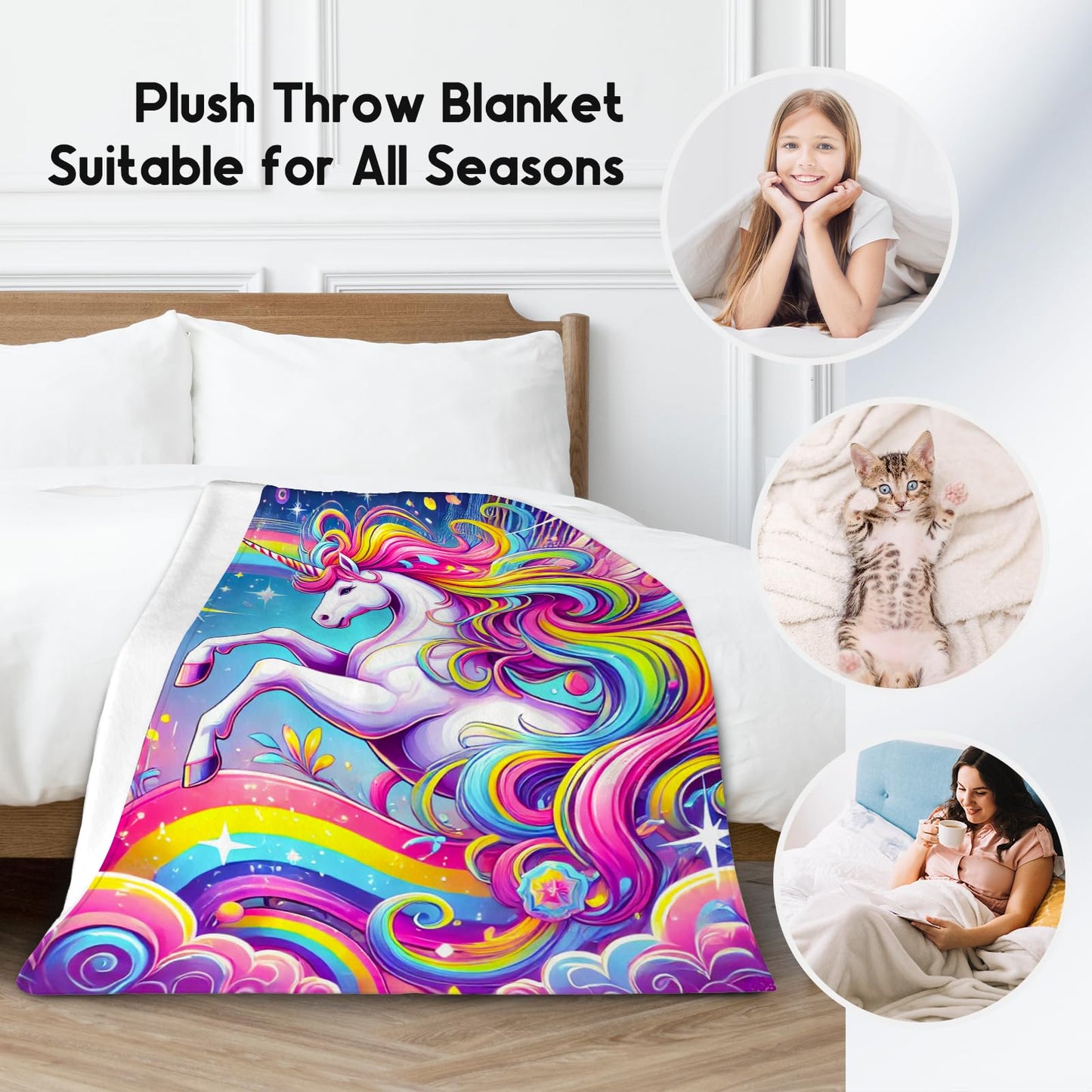 Unicorn Blankets - Kids Blanket Gifts for Girls - Flannel Soft Cute Throws for Room Decor, Couch,Office - 30"x40"