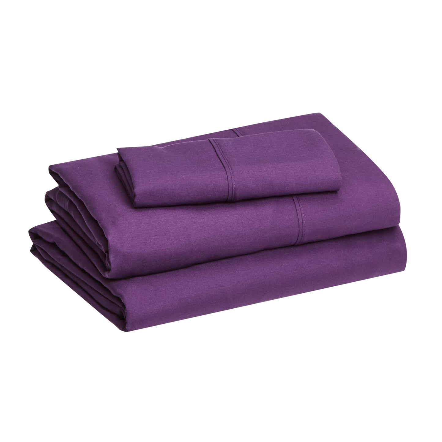 Amazon Basics Lightweight Super Soft Easy Care Microfiber 3 Piece Bed Sheet Set with 14-Inch Deep Pockets, Twin XL, Plum, Solid