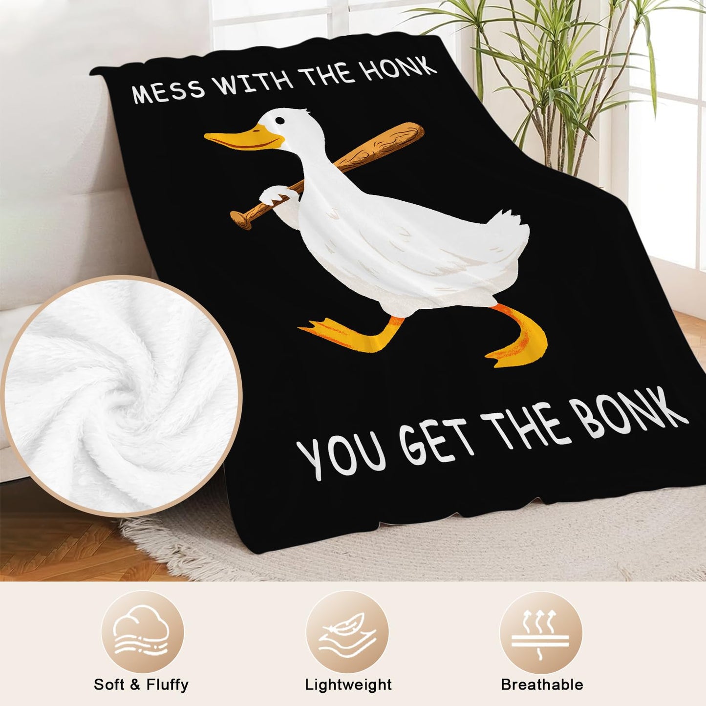 Duck Blanket for Kids, Funny Duck Lovers Fleece Blanket Gifts for Boys Girls, Warm Cozy Soft Flannel Stuff for Bed Sofa Couch 50" x 40"