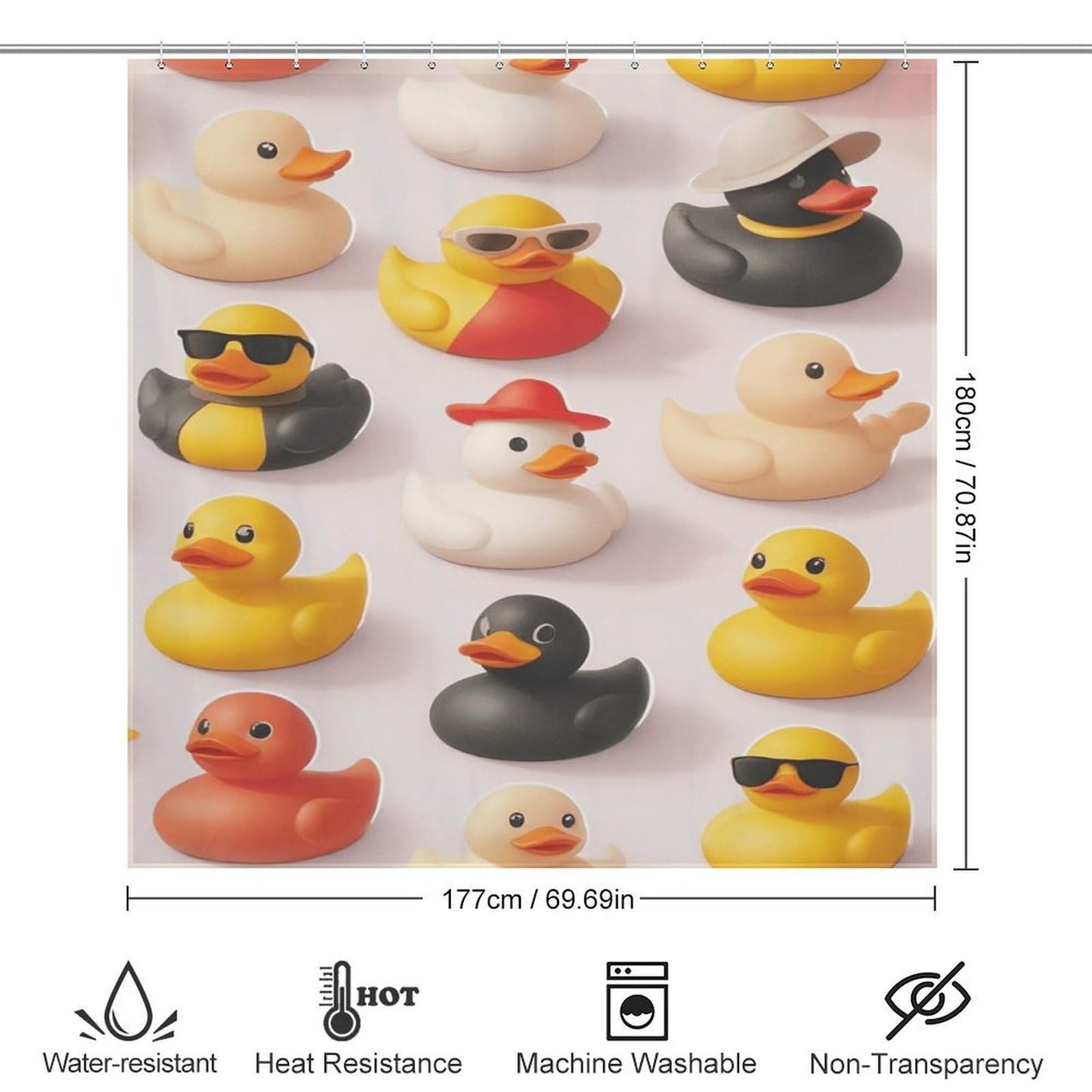 bladesgsd Colorful Rubber Ducks Shower Curtain Set Fabric Shower Curtains Waterproof Bath Curtain for Bathroom Hotel with 12 Hooks 69.69x70.87Inch（177x180cm）