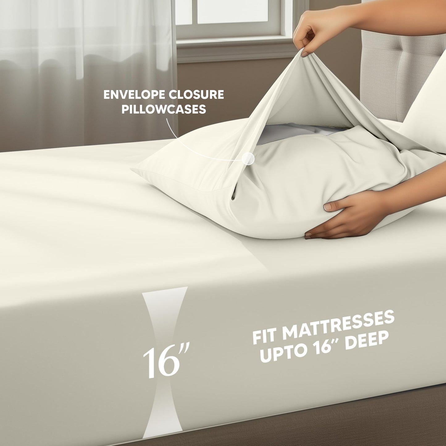 Utopia Bedding Queen Size Sheet Set – 4 Piece Bed Sheets, Soft and Breathable Microfiber, Includes 1 Fitted Sheet, 1 Flat Sheet and 2 Pillowcases – Oeko Tex (Ivory)
