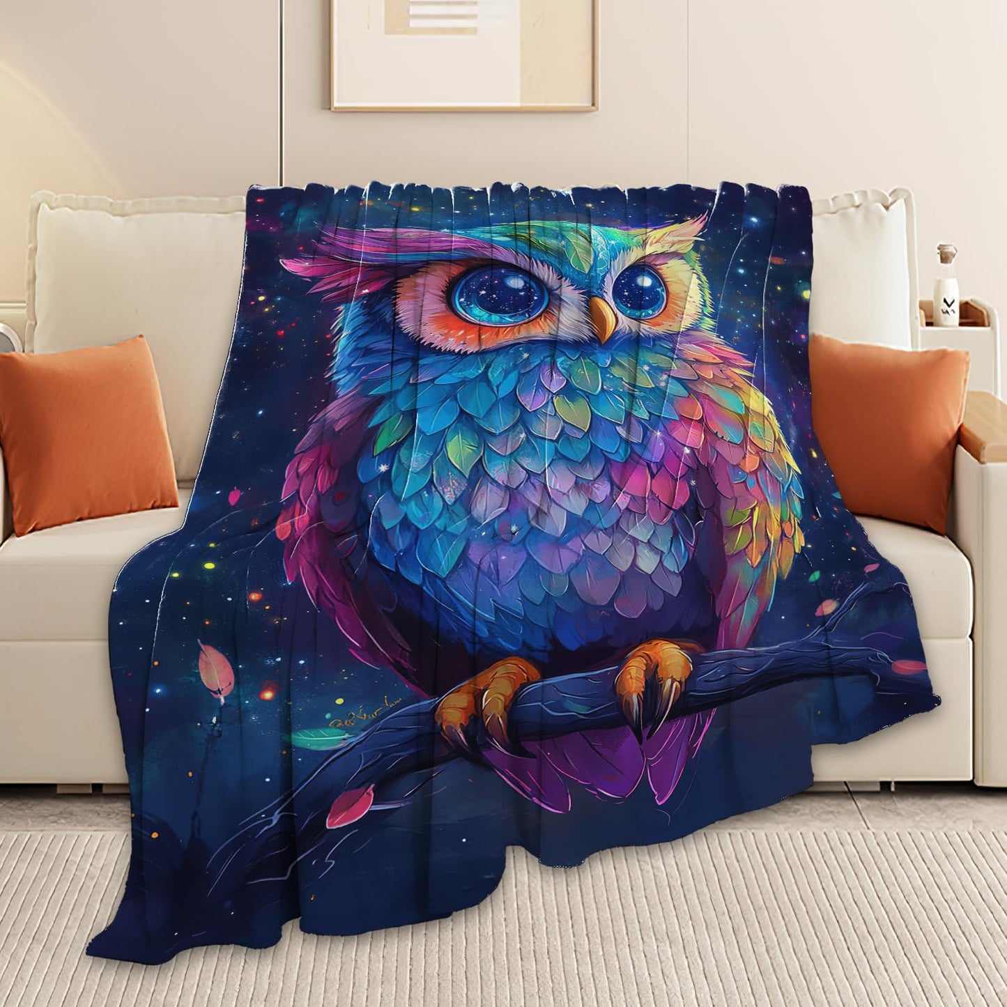 Owl Blanket Cute Owl Throw Blanket Gifts for Women Girls Men Boys Kids Adults Super Soft Cozy Plush Fluffy Fuzzy Fleece Blanket Decor 40''X50''