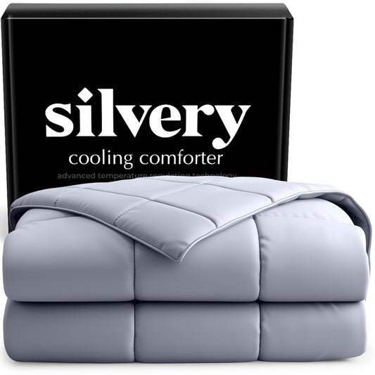 Silvery Silver-Infused Cooling Comforter – Award-Winning Self-Cooling Blanket for Hot Sleepers with Self-Cleaning Silvery Technology for Sweat-Free & Cool Sleep (Gray, Twin/Twin XL (68" x 90"))