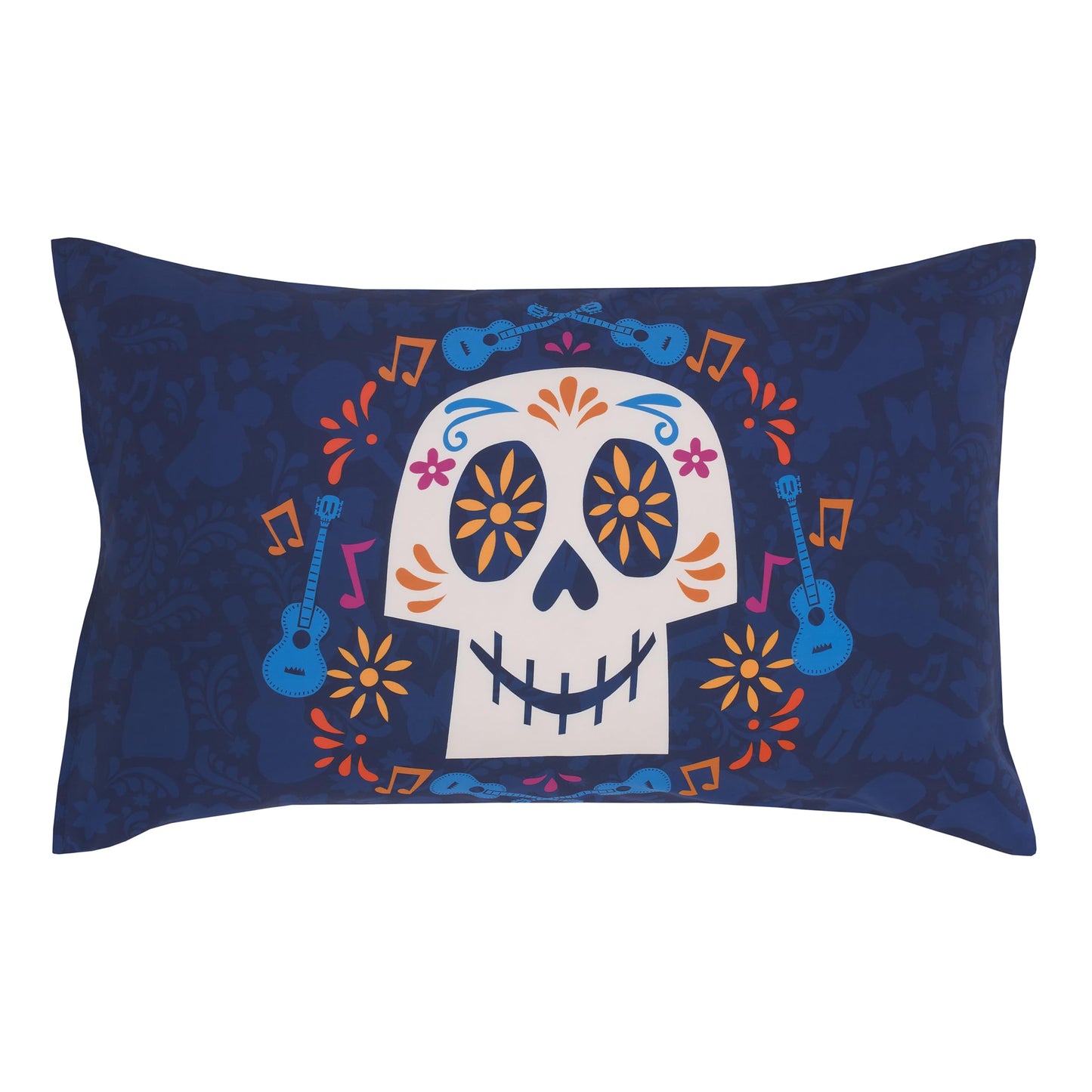 NoJo Disney Coco Navy, Orange, and Light Blue, Seize Your Moment 4 Piece Toddler Bed Set - Comforter, Fitted Bottom Sheet, Flat Top Sheet, and Reversible Pillowcase