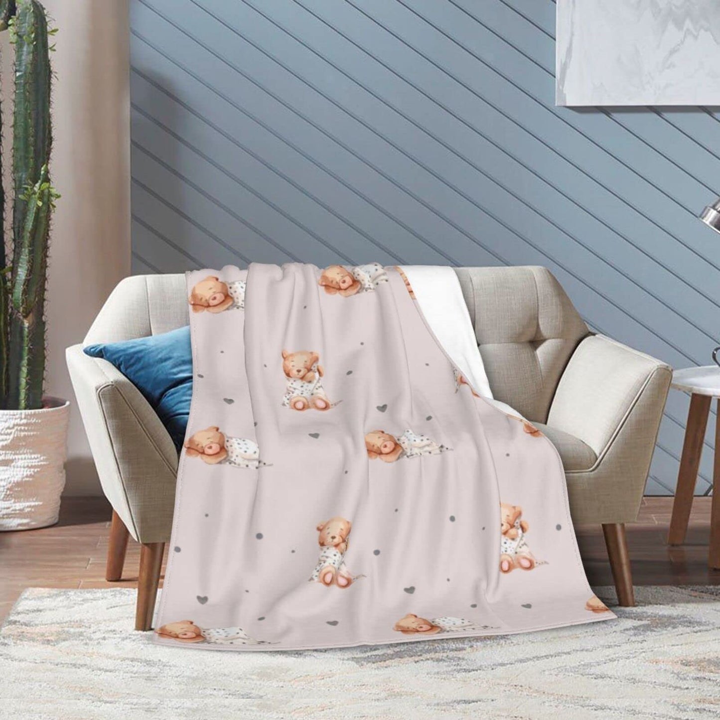 Perinsto Cute Bears Throw Blanket Ultra Soft Warm All Season Decorative Fleece Blankets for Bed Chair Car Sofa Couch Bedroom 50"X40"