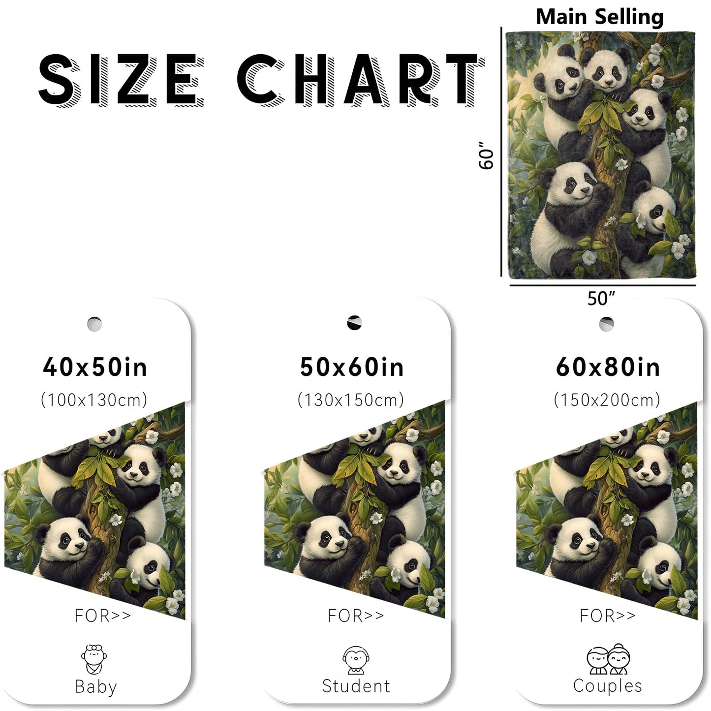 wyxdwh Cute Panda Blanket, Cozy Flannel Adorable Pandas in a Tree Throw Blanket for Couch Outdoor, Plush Soft Lightweight Travel Blankets for Bed Decor and Gifts, for Women Boys Girls Kids 50"x60"