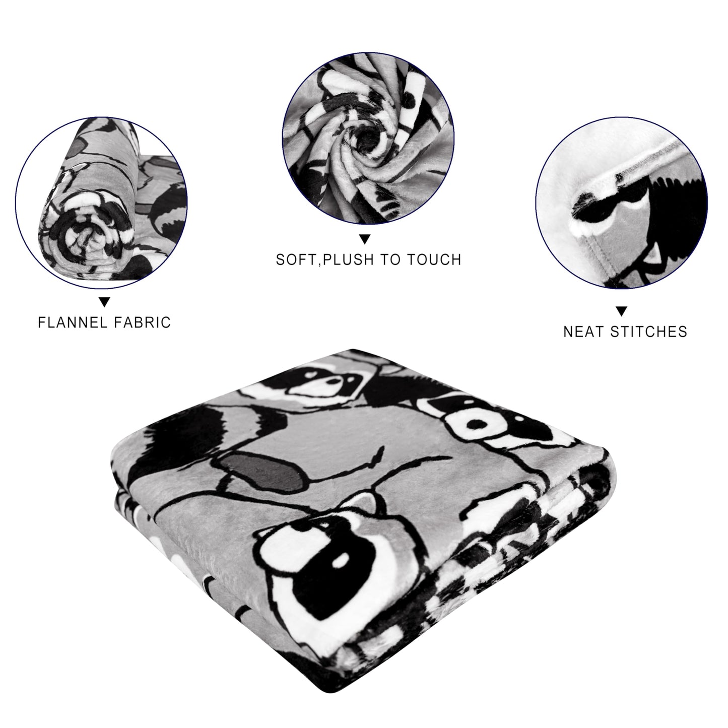 Raccoon Blanket Soft Cozy Lightweight Throw Blanket for Couch Sofa Bed Living Room Home Decor for Boys Girls Kids Adults Gift 50x60 inch