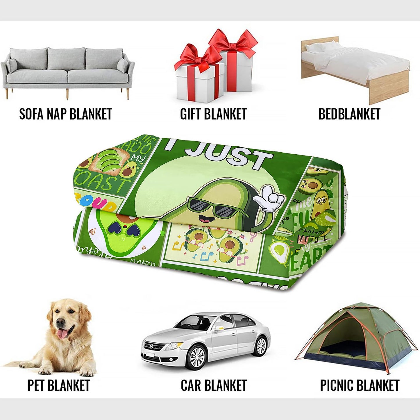 XSMEI Avocado Throw Blanket, Vegan Friut Funny Quotes, Soft Cozy Fleece Blanket for Couch Bed, 60 x 80 Inches