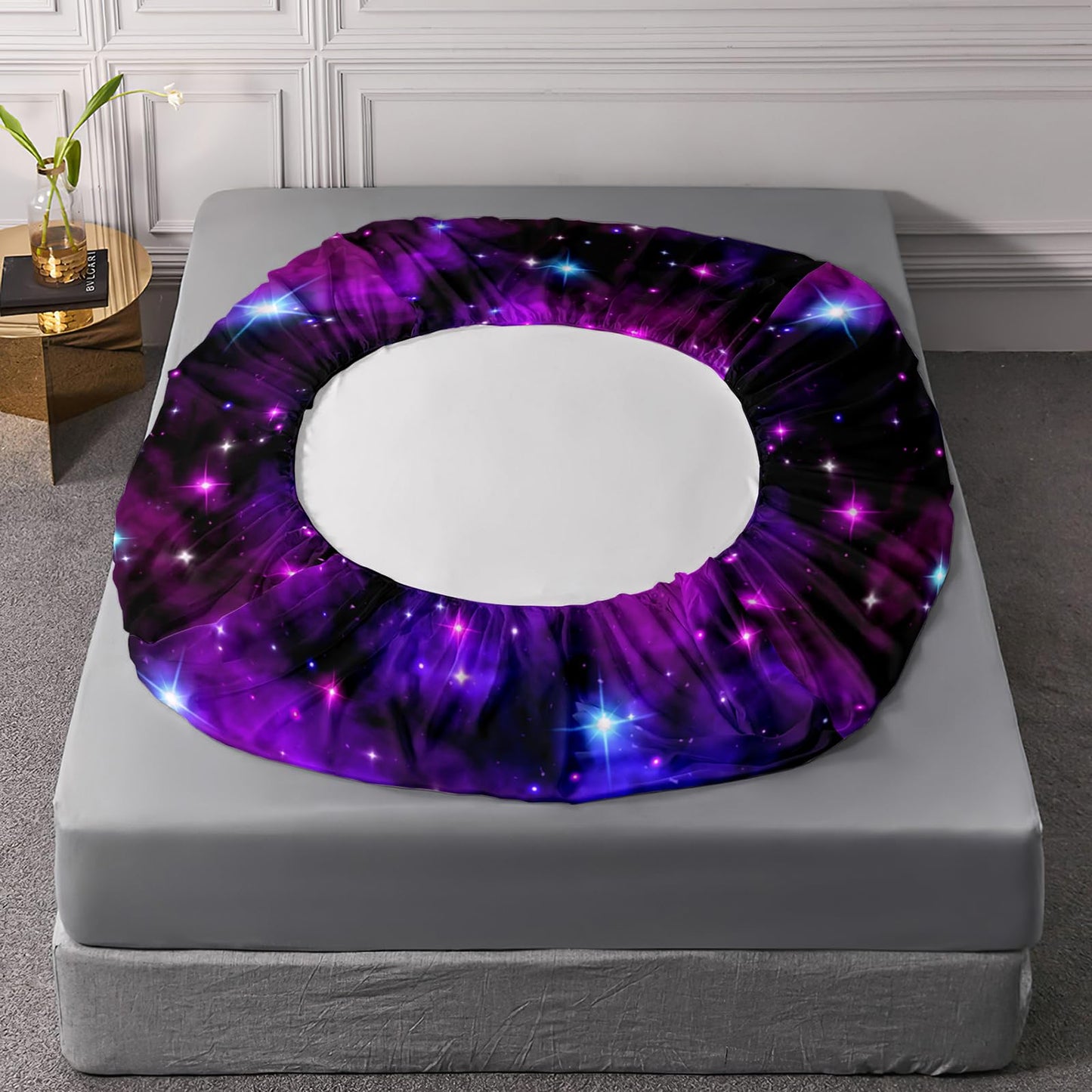 AILONEN Galaxy Fitted Sheet Set Twin XL Size, Outer Space Starry Sky Bedding Set for Kids Boys,Purple Theme Bed Sheet Set for All Season,3-Pieces,1 Fitted Sheet and 2 Pillowcases,Soft