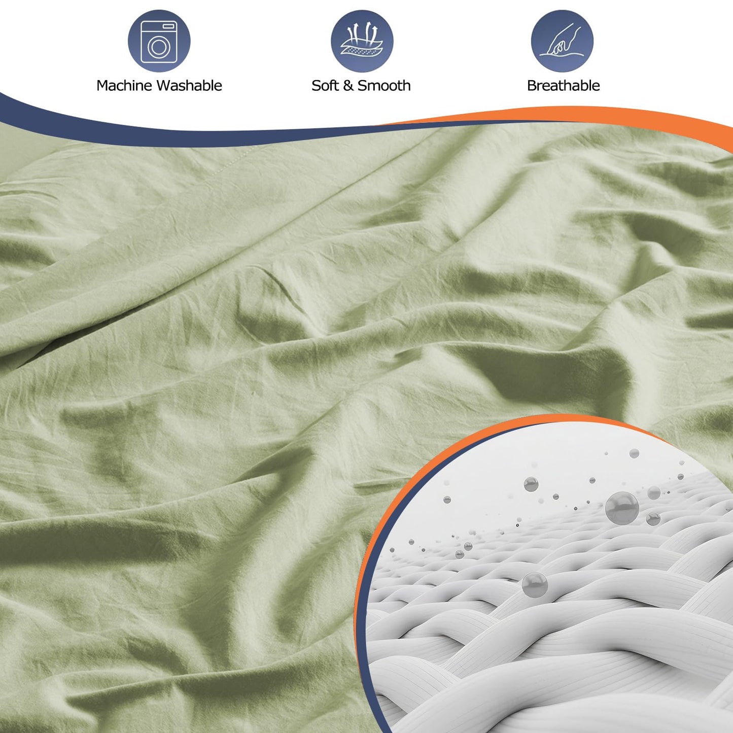 2 Pack Deep Pocket Fitted Sheet Queen Size - Pack of 2 Bed Sheets - Soft Washed Microfiber - Fits up to 16 inch Mattress - Breathable, Wrinkle Free, Fade Resistant,Easy Care (Sage Green,Queen)