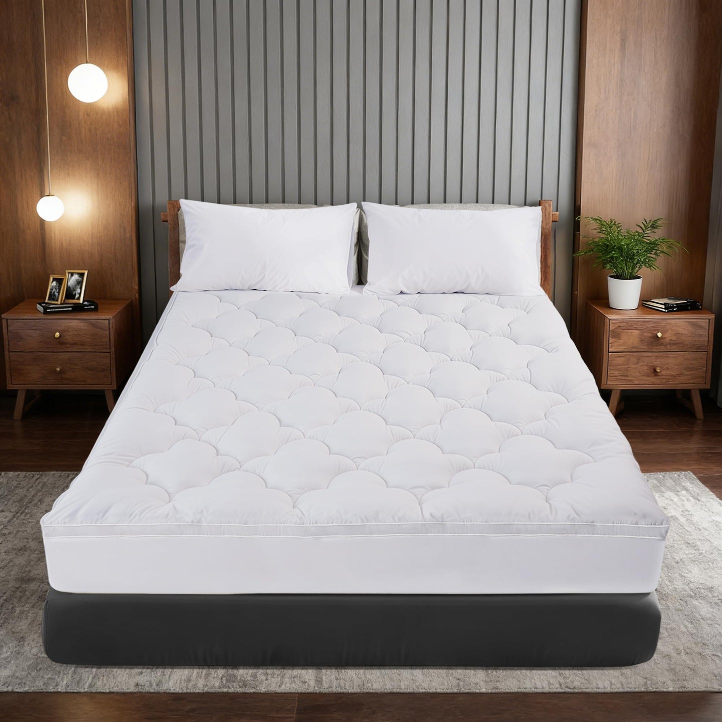 3 Inch Mattress Topper Queen Size Breathable Filled Soft Fluffy Supportive for Back Pain Relief, Bed Mattress Pad Pillow Topper with Extra Thick Padded Protector for 8"-21" Deep Pocket