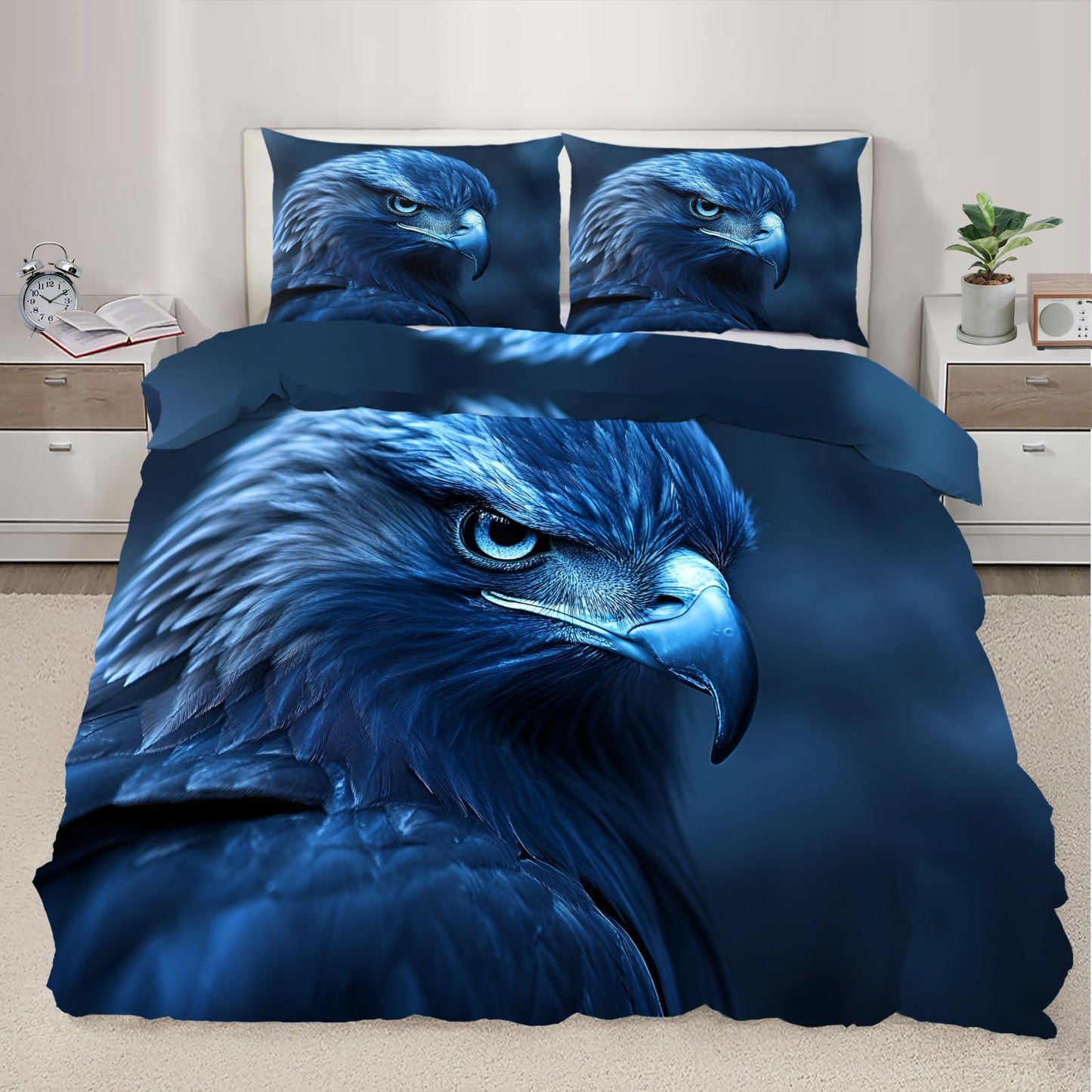 PAISUOQ Eagle Bedding Sets, Animal Eagle Duvet Cover Queen, Animals Comforter Cover with Zipper Ties, 3 Pieces with 2 Pillowcases, Home Decor & Gifts