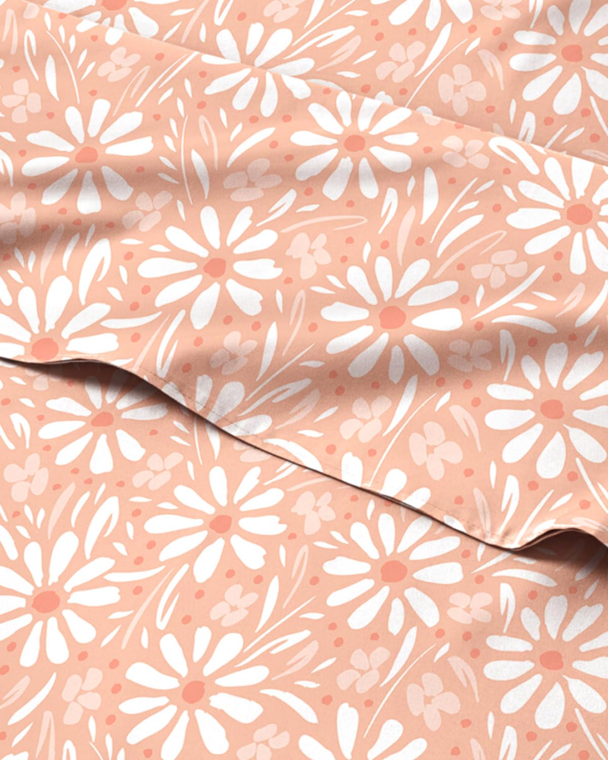 Floral Sheets - Pink & White Bed Sheet Set - 1 Flat, 1 Fitted & 2 Pillowcases w/ Deep Pockets - Comfy, Cozy, Wrinkle & Fade Free - Boho Botanical Bedding - Soft, Breathable & Cooling - Full Size Set