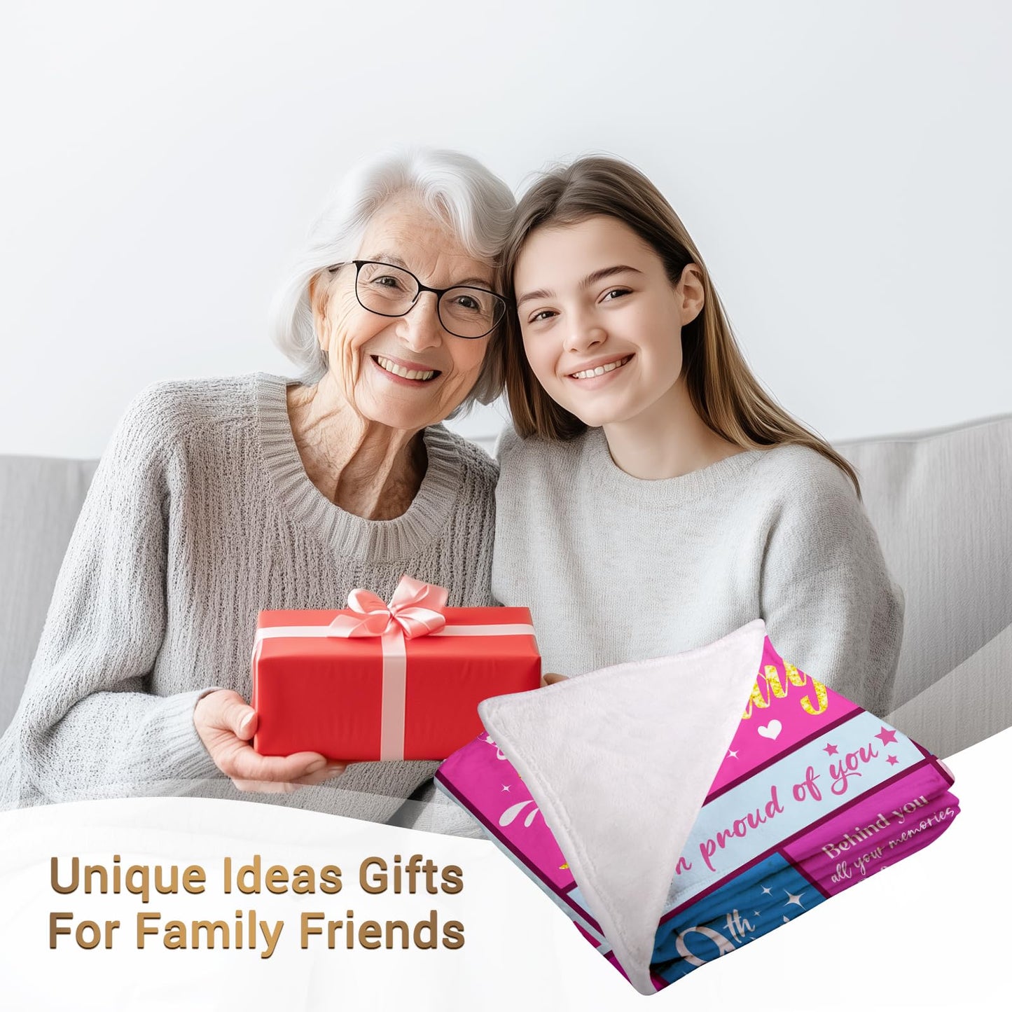 Jekeno Sweet 9 Gifts for Girls, 9th Birthday Gifts for Girls Blanket, 9 Year Old Girl Birthday Gift Ideas, 9th Birthdays Decorations, Happy 9th Christmas Birthdays Presents, Soft Cozy Throw 50"x60"