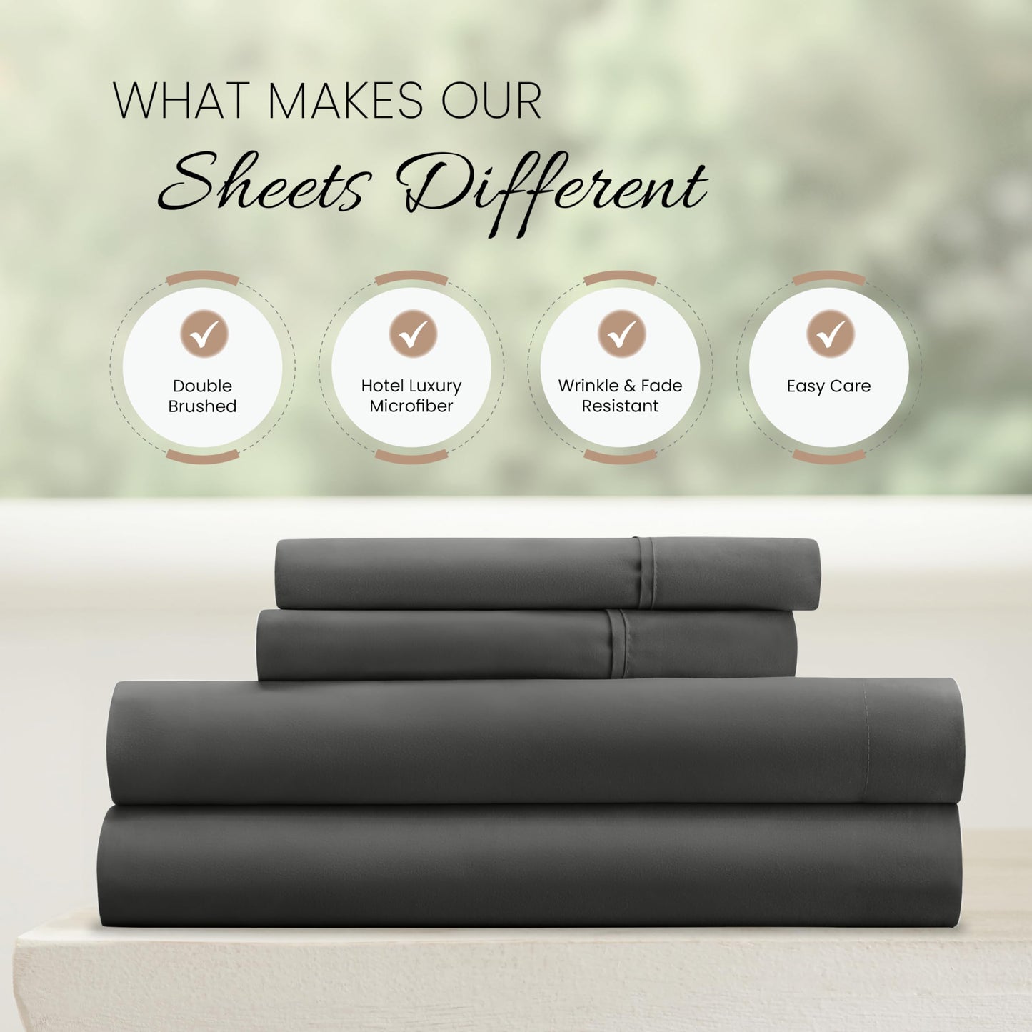 Linen Market Brushed Microfiber King Sheet Set 4 Piece – Oeko-TEX Certified Ultra Soft & Wrinkle-Free - 16" Deep Pocket Sheets - Easy Care King Size - Gray