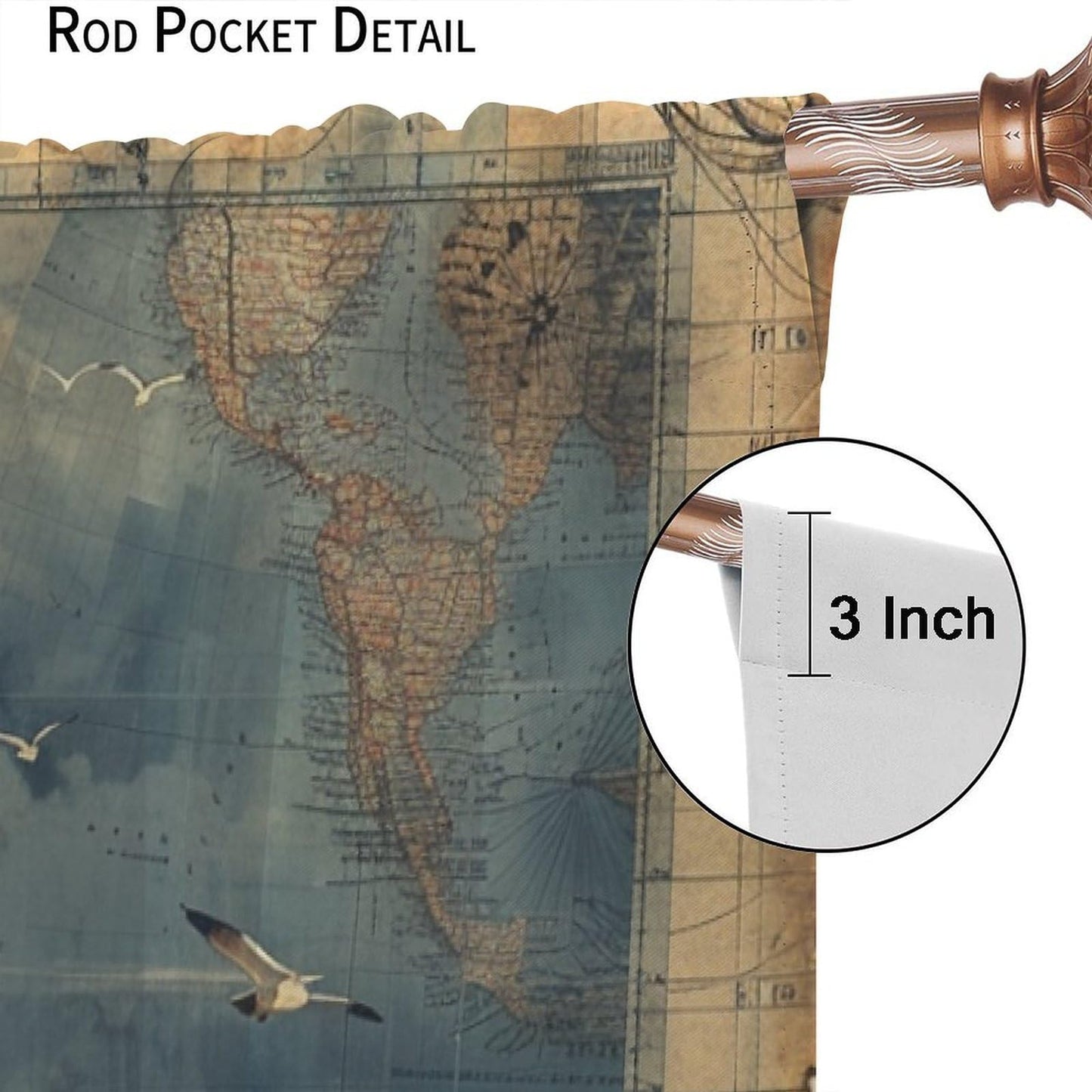 TOWINSFB Nautical Lighthouse Sailboats Blackout Curtains, Compass Ocean Island Home Decor Rod Pocket Window Drapes for Living Room Bedroom - 42" W x 45" L